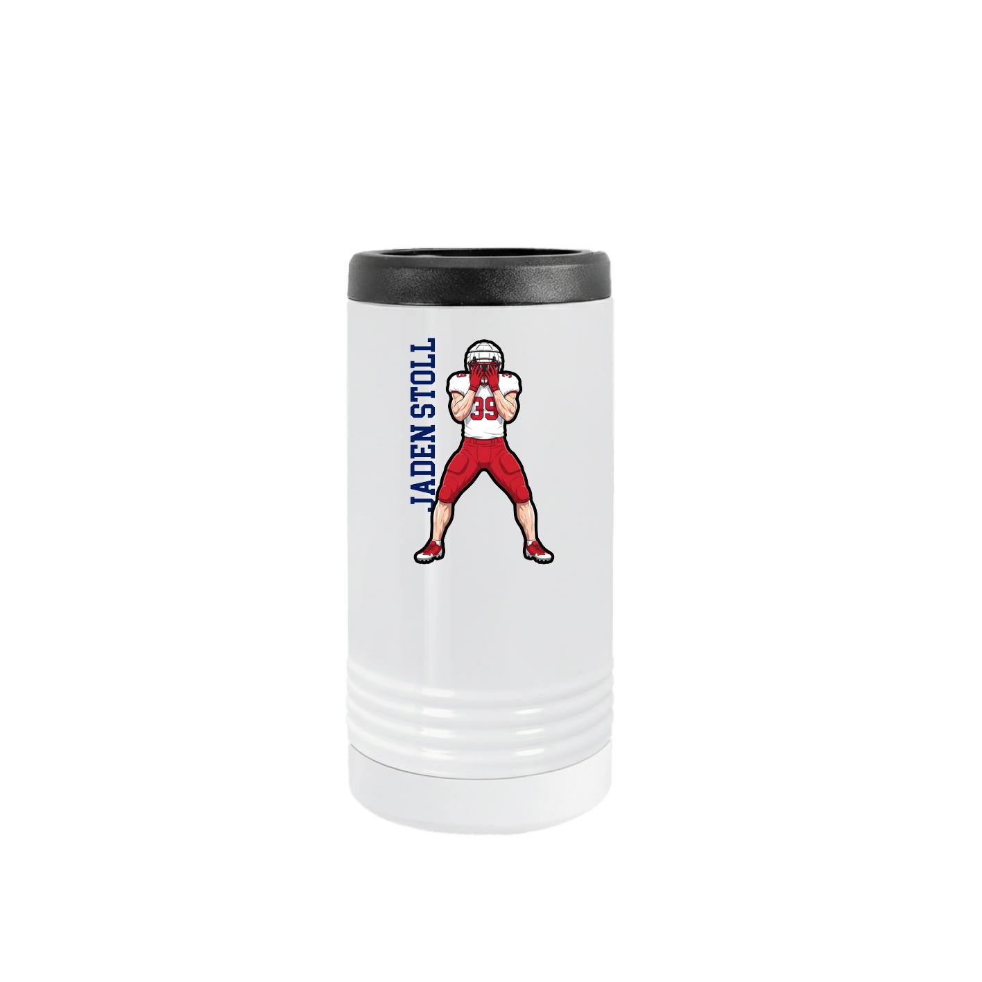 Slim Beverage Holder — Name Vertical in White