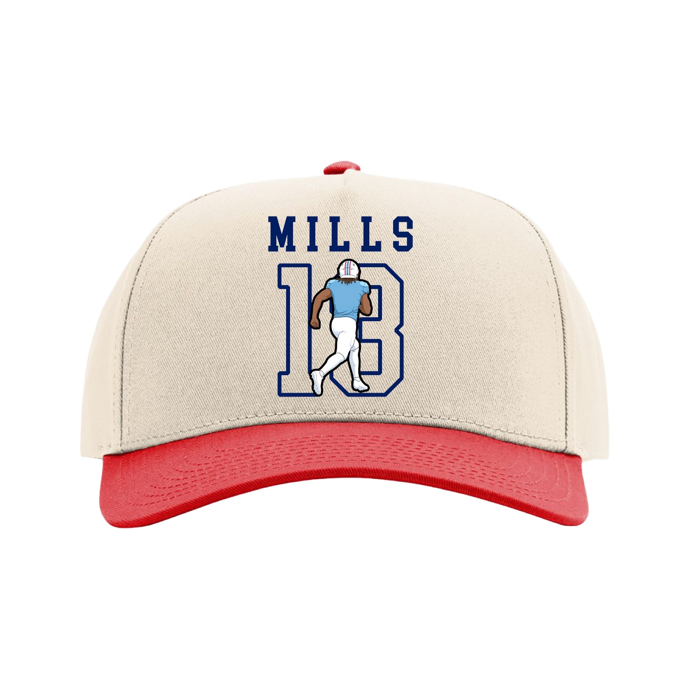 Full Fabric Five-Panel Champ Cap — Shirsey in Cream/Red