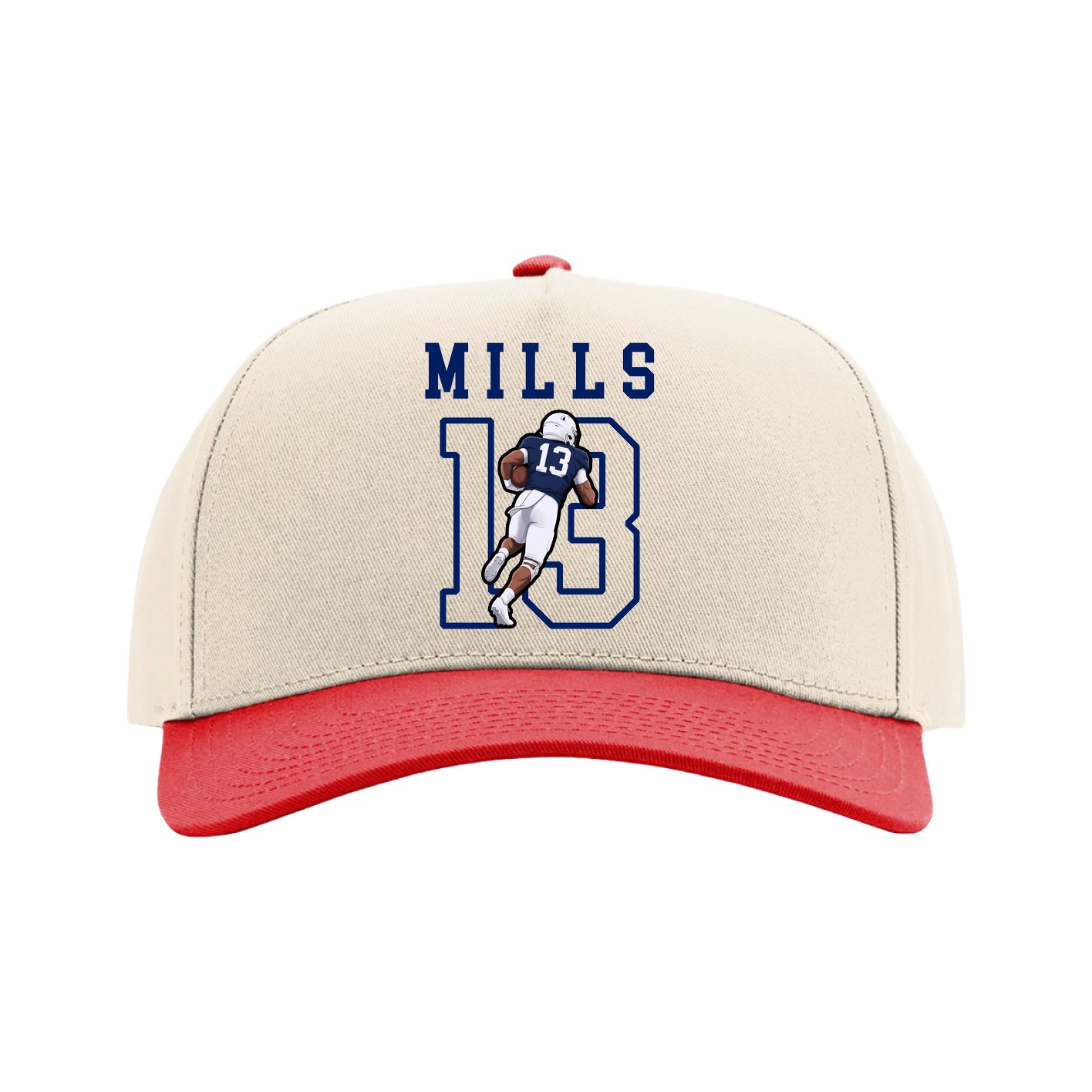 Full Fabric Five-Panel Champ Cap — Shirsey in Cream/Red