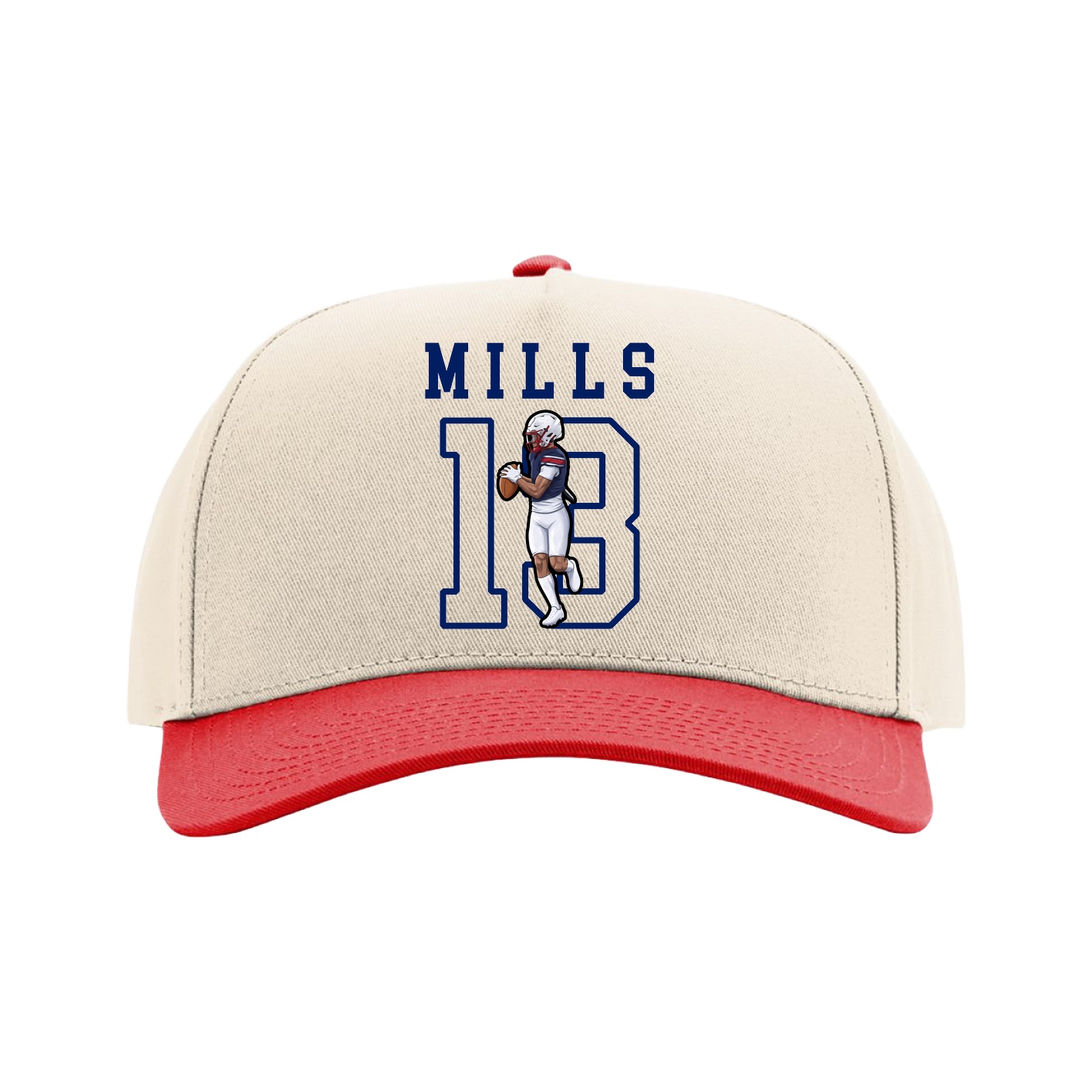 Full Fabric Five-Panel Champ Cap — Shirsey in Cream/Red