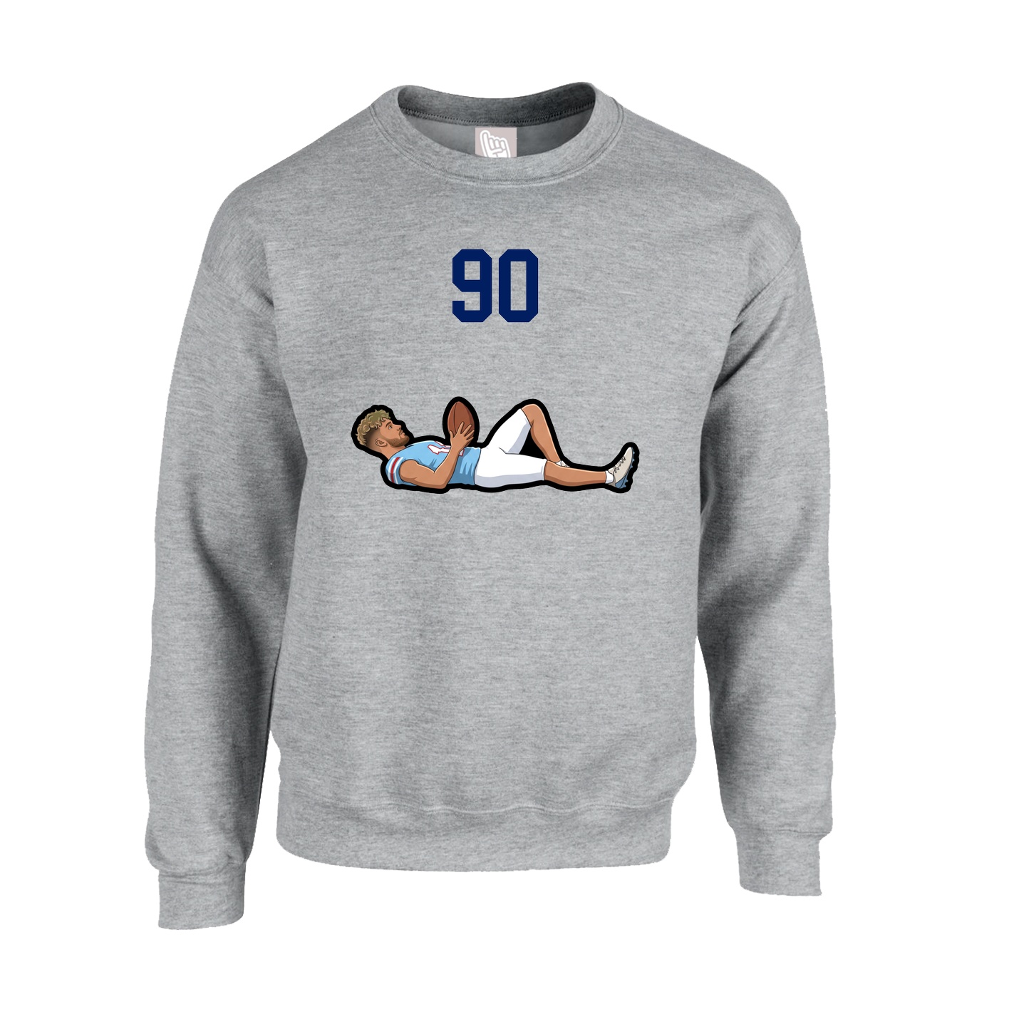 Fleece Crew — Number Top in Grey