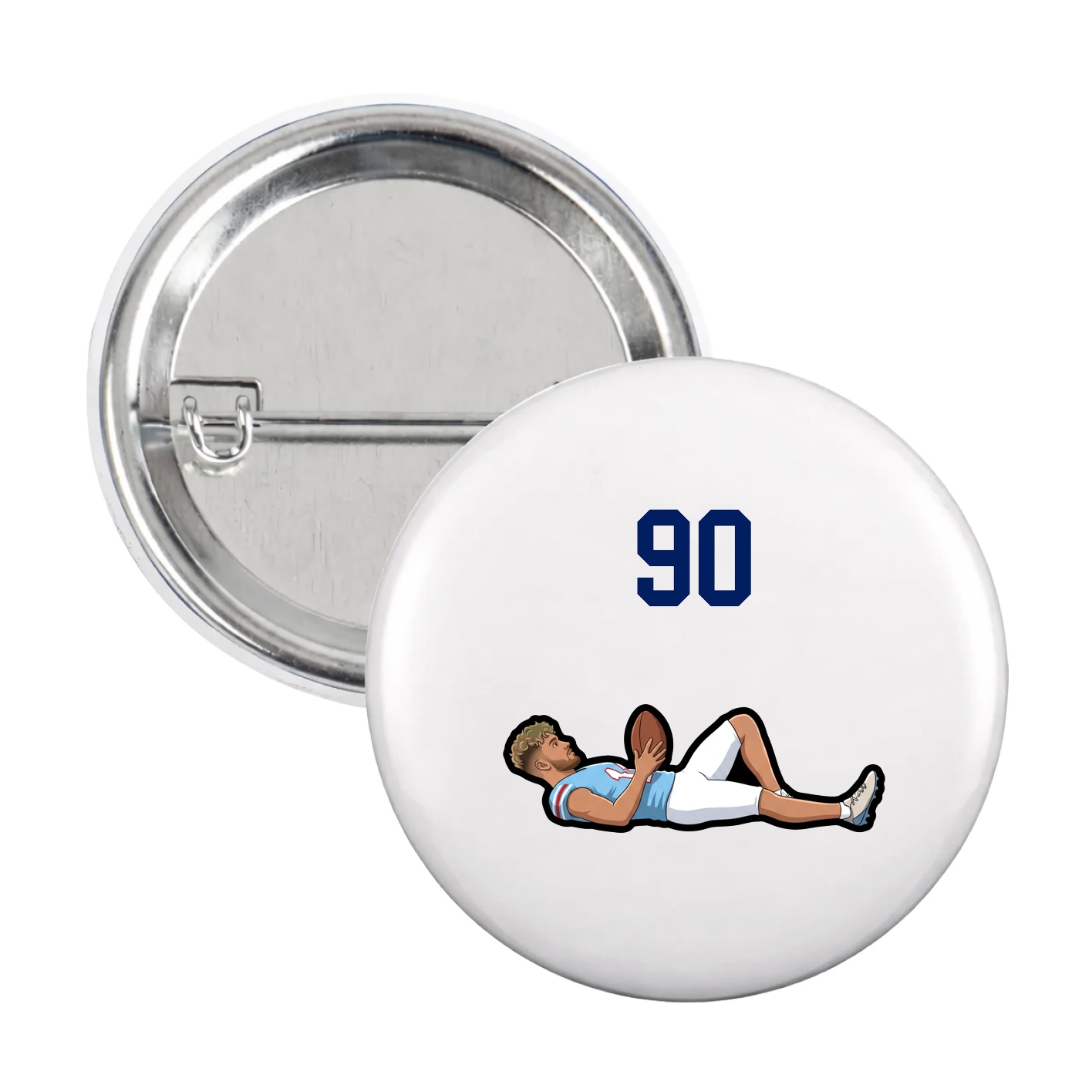 Game Day Button — Number Top in White