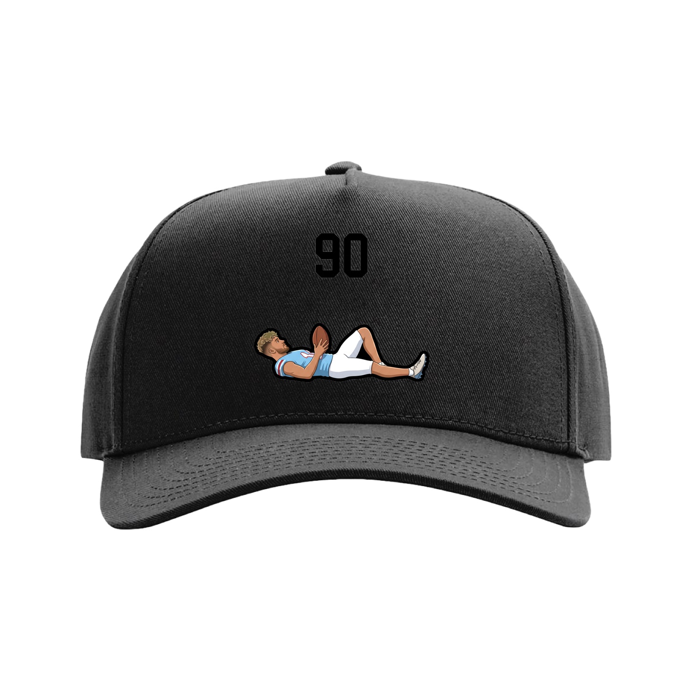 Full Fabric Five-Panel Champ Cap — Number Top in Black