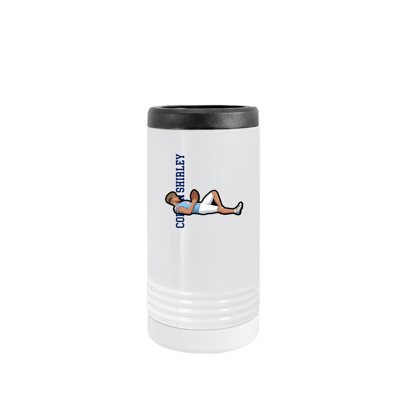 Slim Beverage Holder — Name Vertical in White