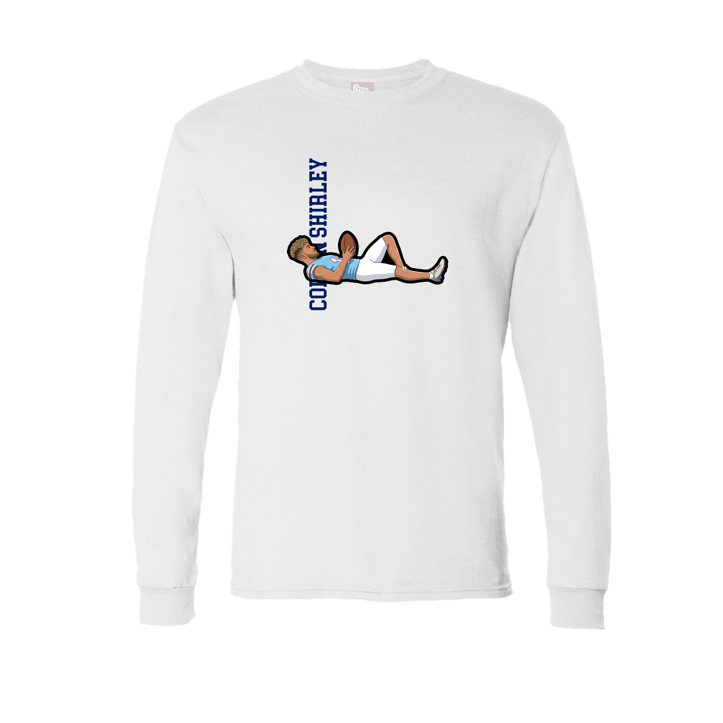 Long Sleeve Tee — Name Vertical in White