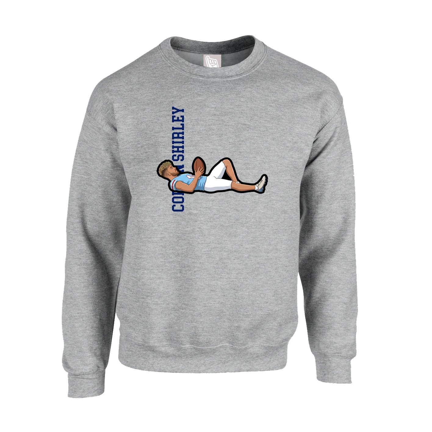 Fleece Crew — Name Vertical in Grey
