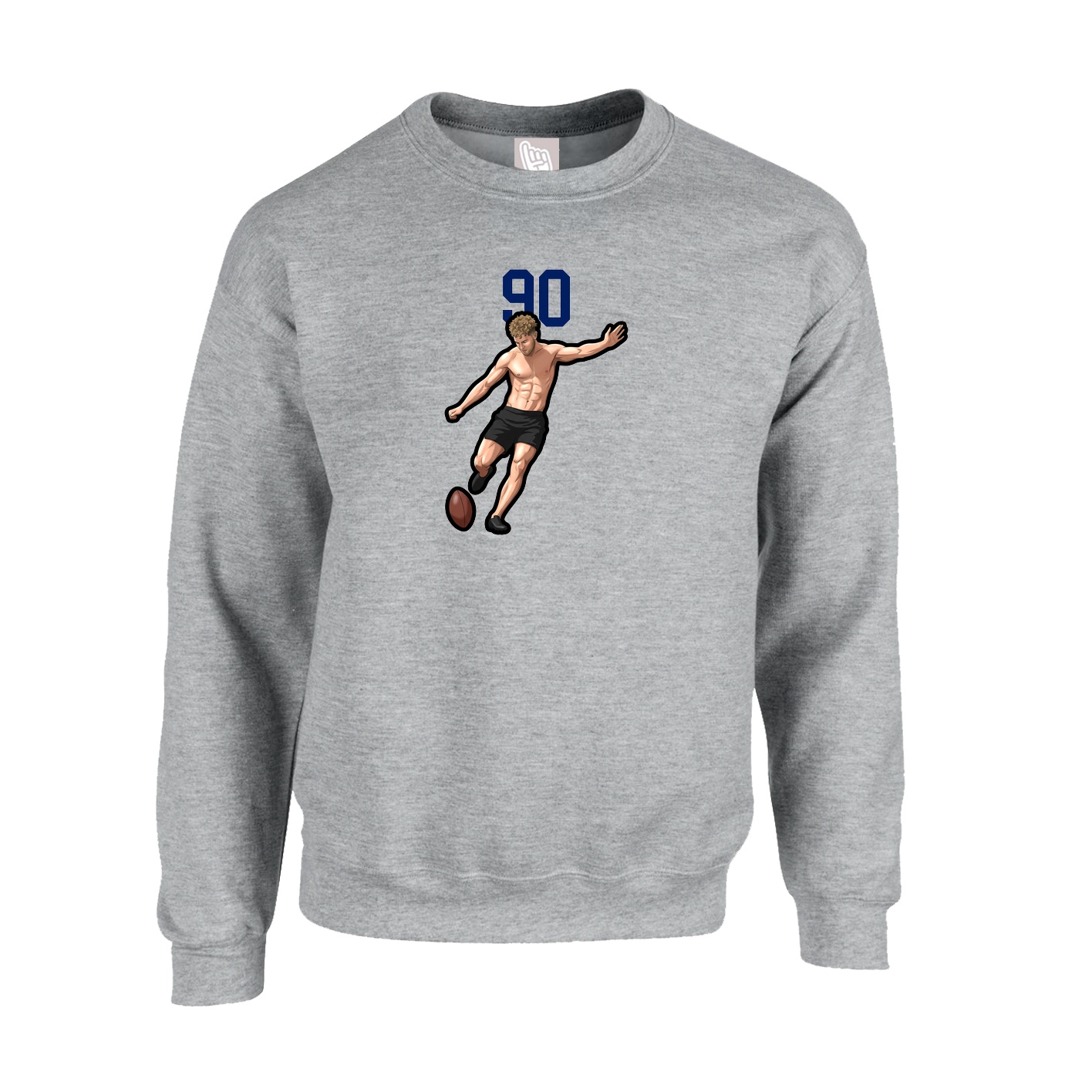 Fleece Crew — Number Top in Grey
