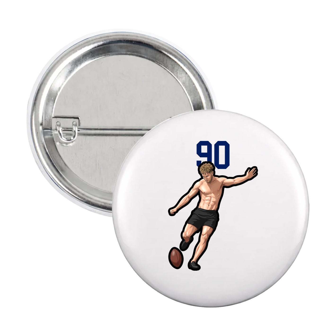 Game Day Button — Number Top in White