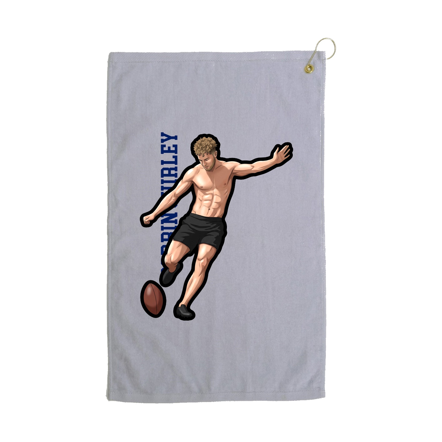 Golf Towel — Name Vertical in Grey