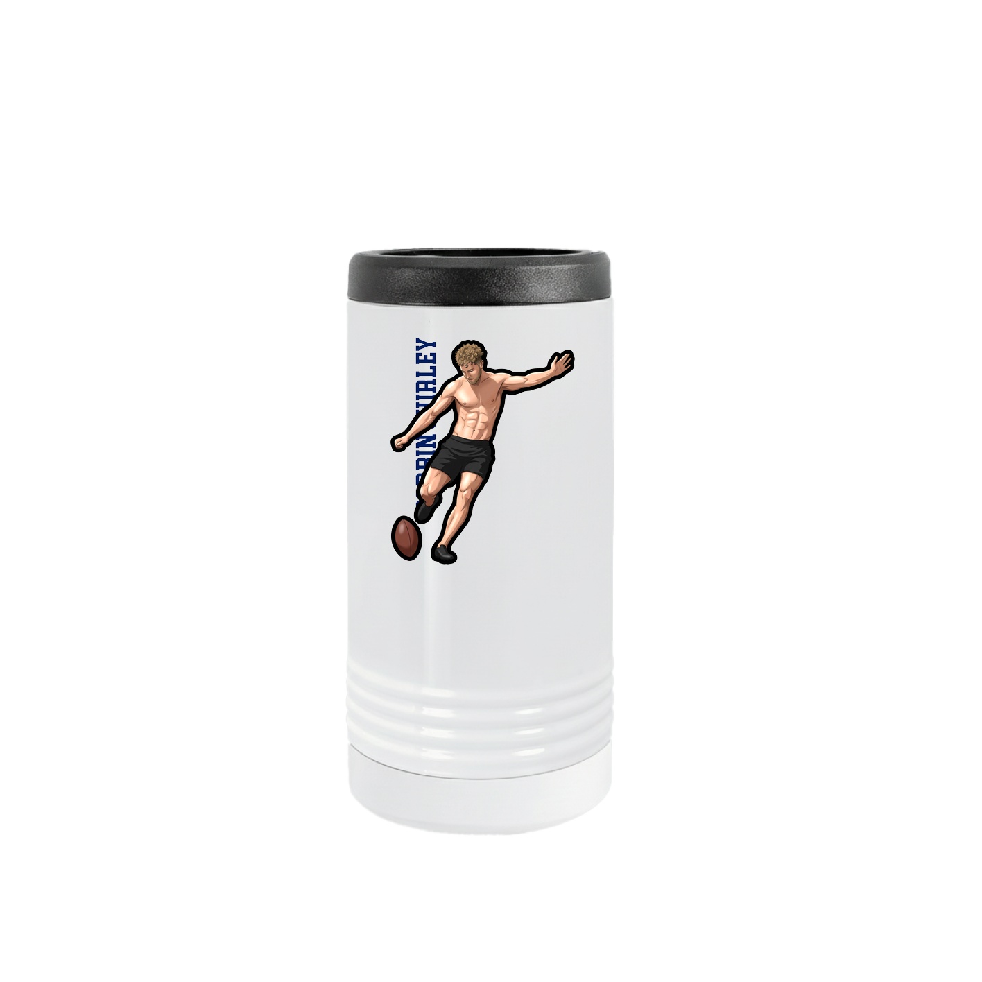 Slim Beverage Holder — Name Vertical in White