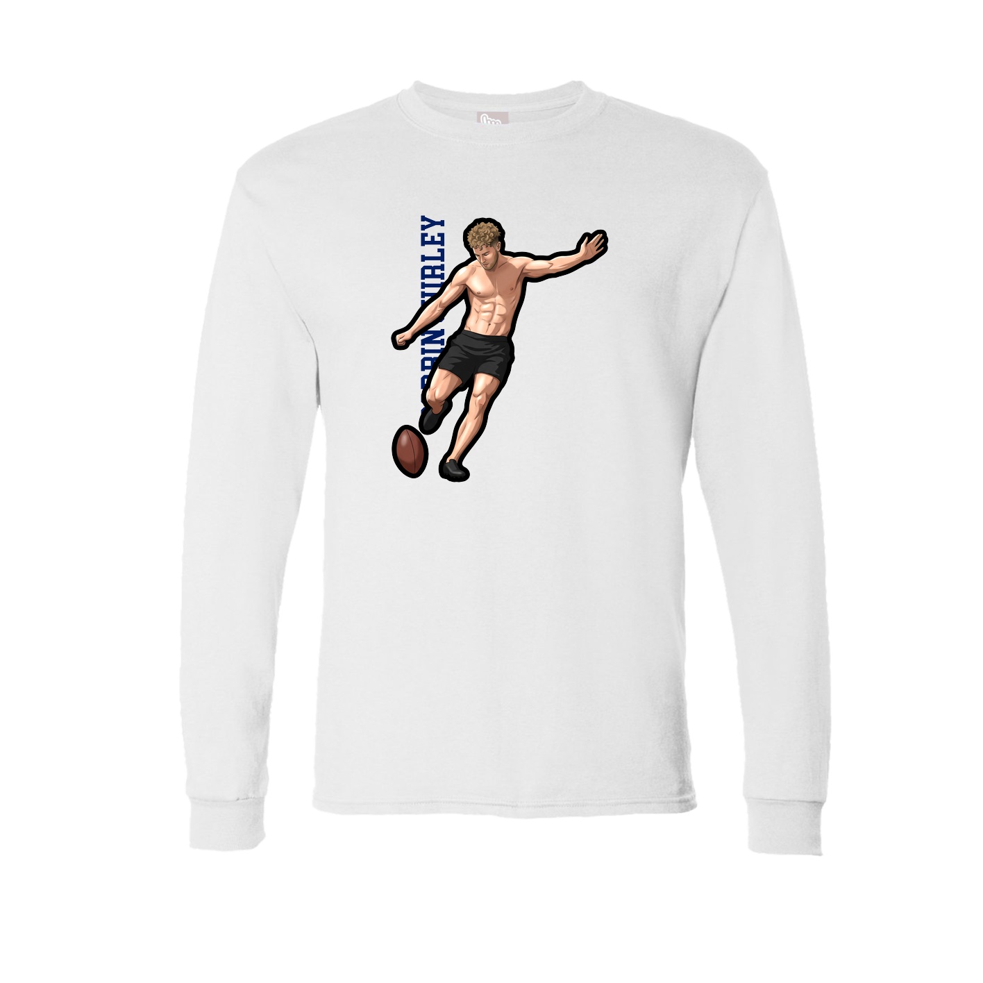 Long Sleeve Tee — Name Vertical in White
