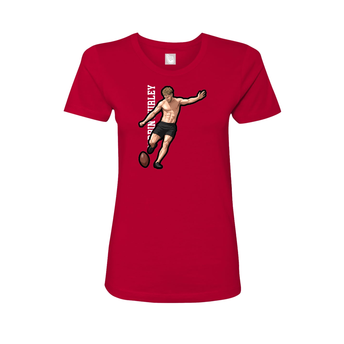 Fitted Women's Tee — Name Vertical in Red