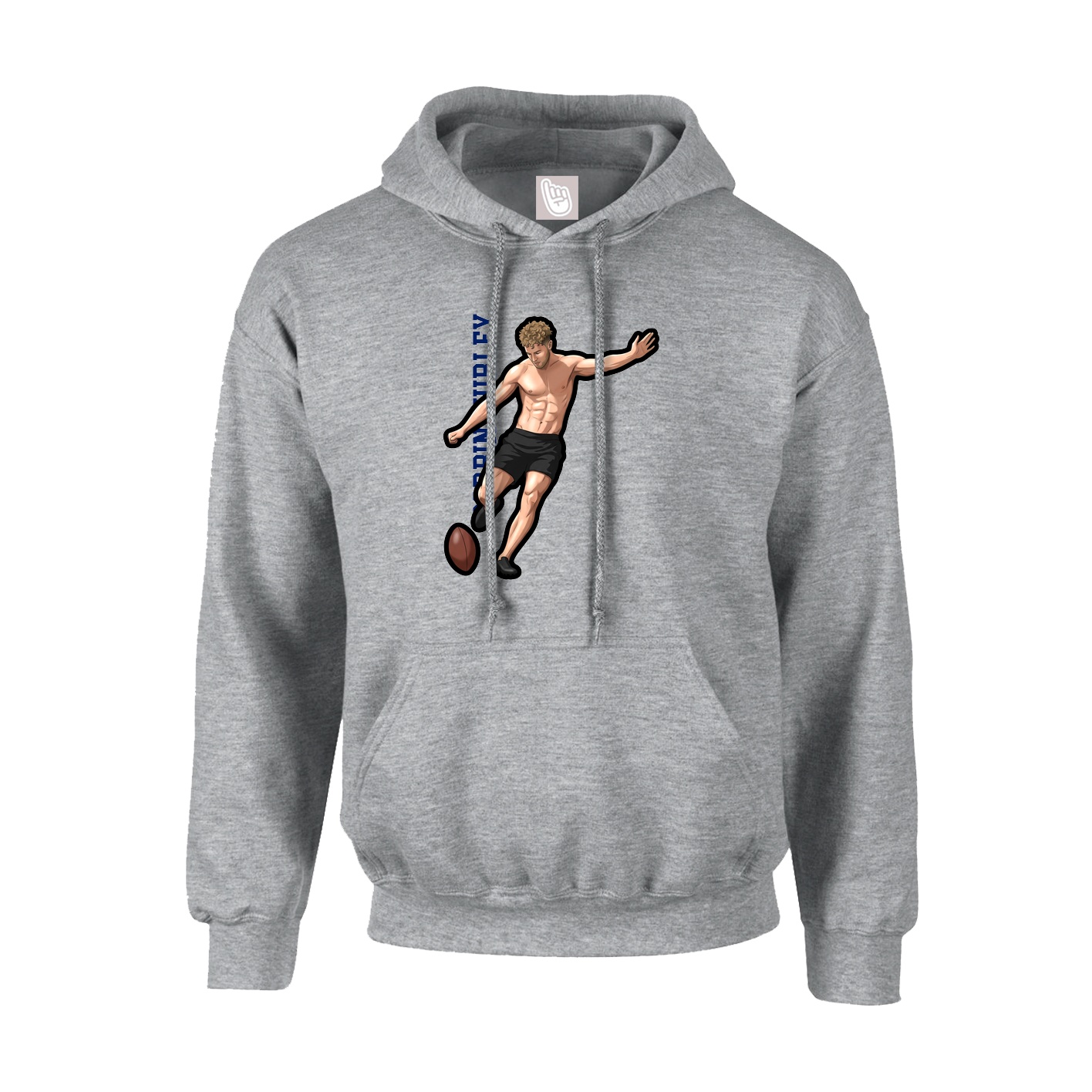 Youth Hoodie — Name Vertical in Grey