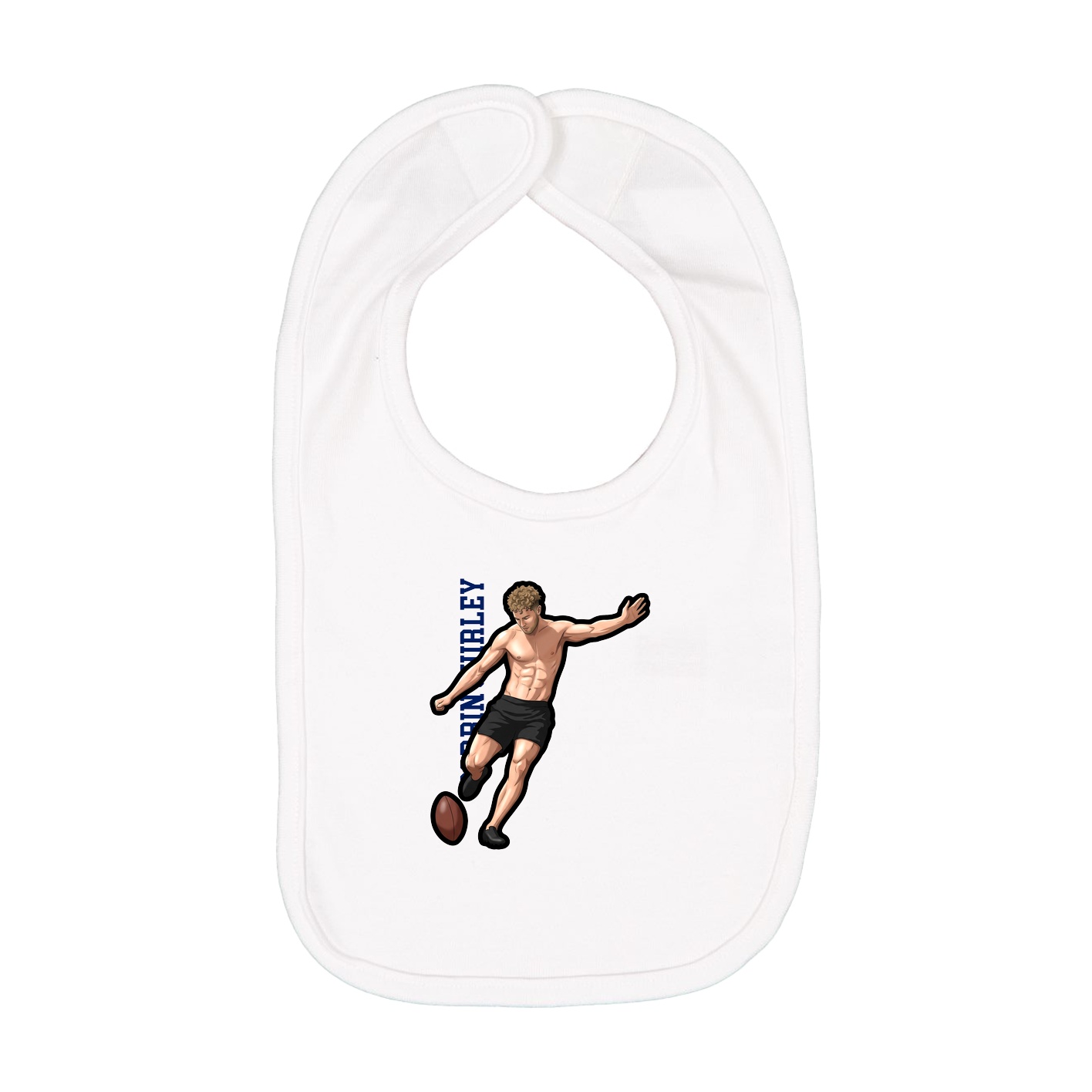 Infant Bib — Name Vertical in White