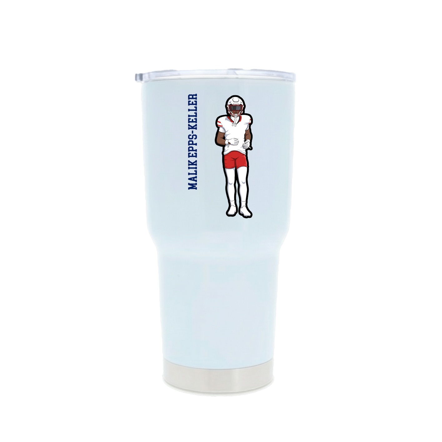 30oz Stainless Steel Tumbler — Name Vertical in White