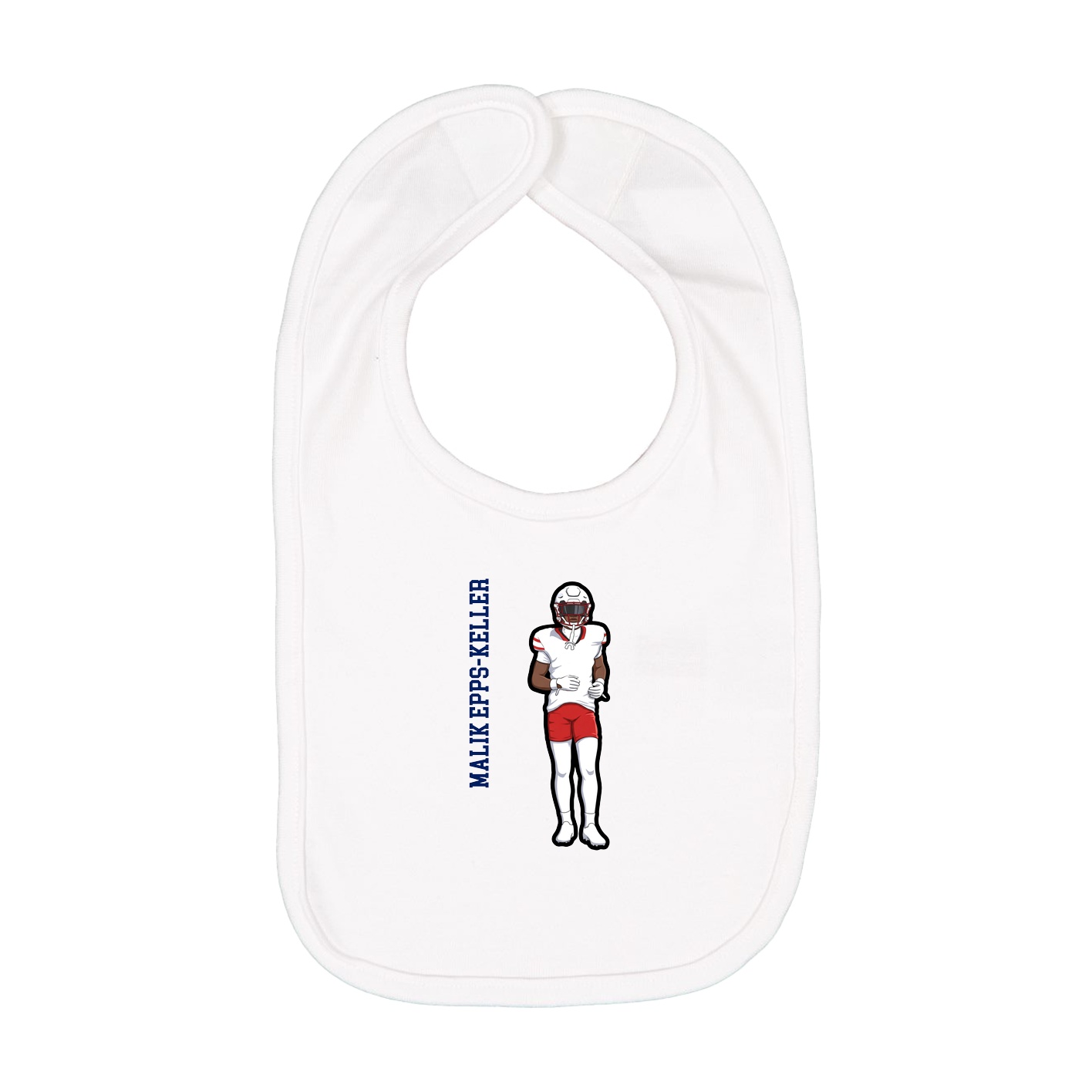 Infant Bib — Name Vertical in White