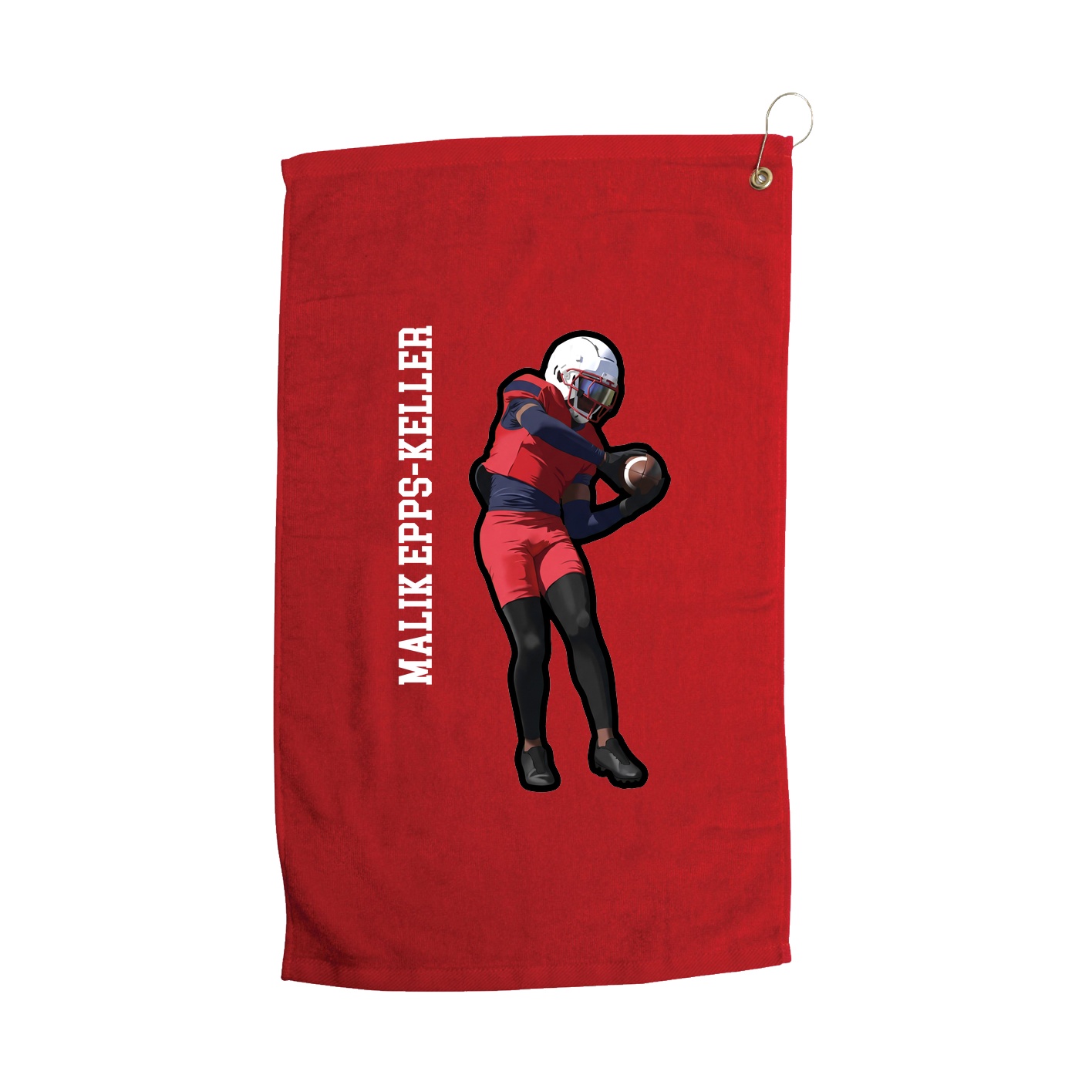 Golf Towel — Name Vertical in Red