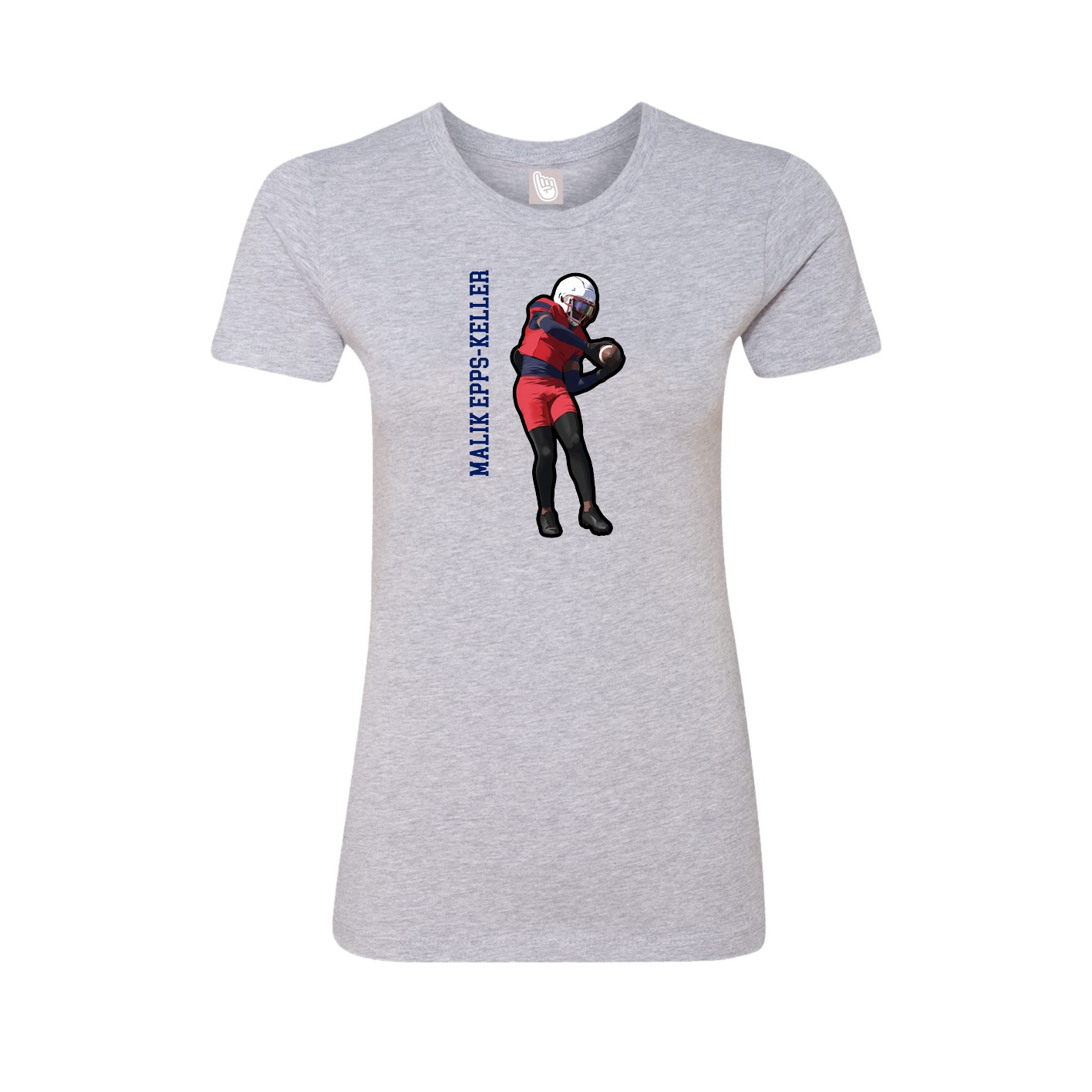 Fitted Women's Tee — Name Vertical in Grey