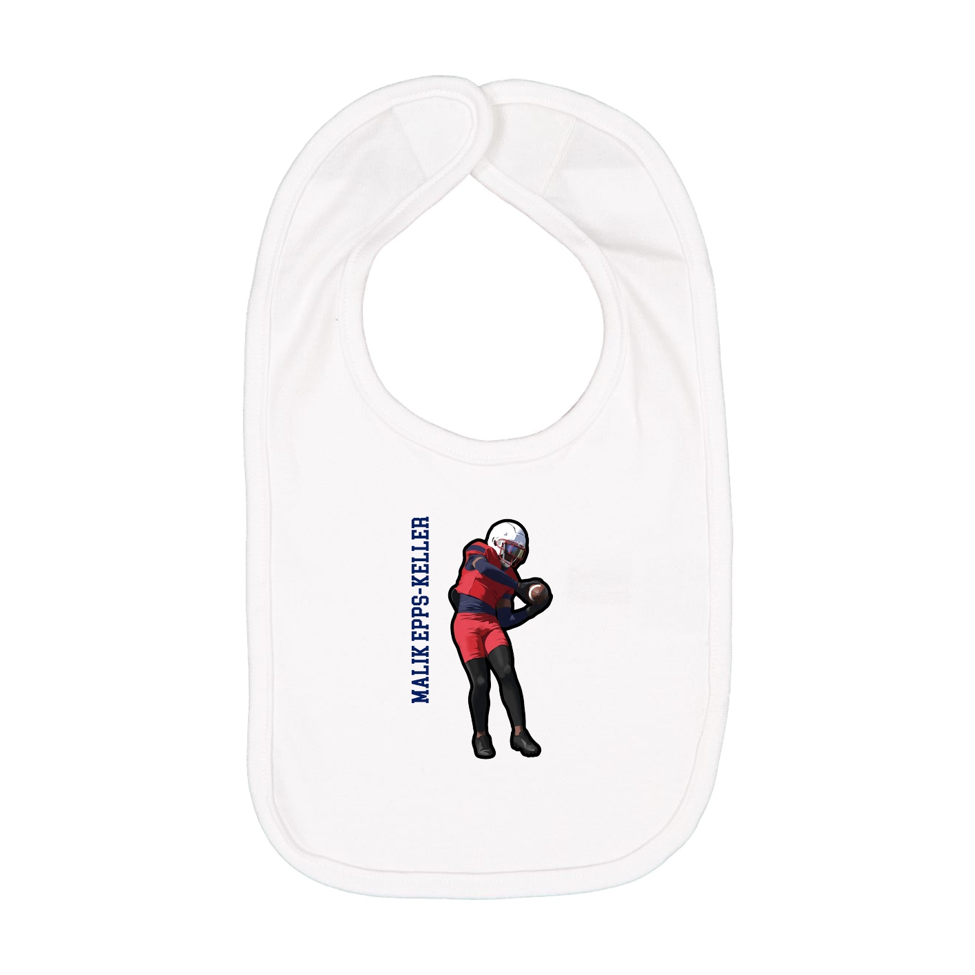 Infant Bib — Name Vertical in White