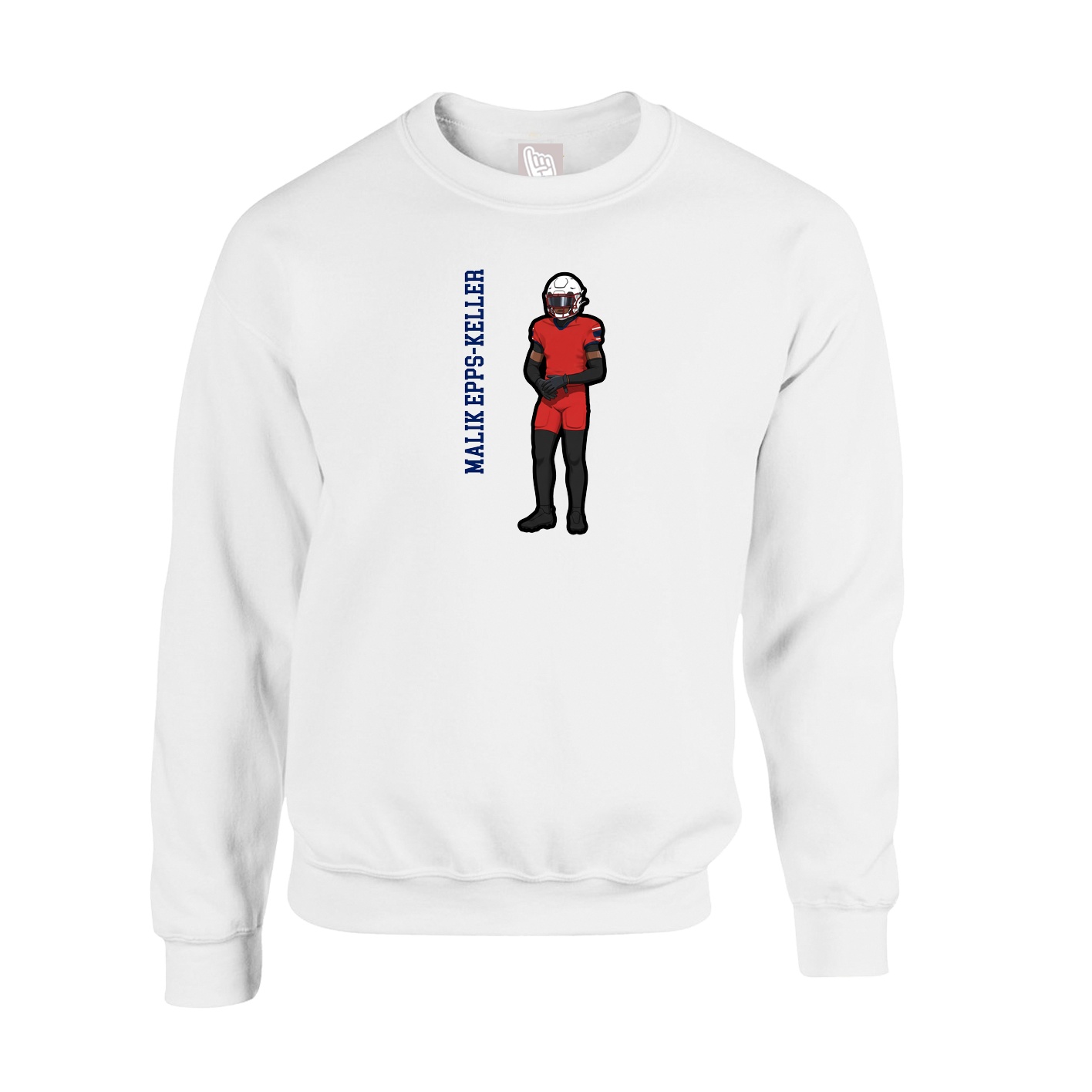 Fleece Crew — Name Vertical in White