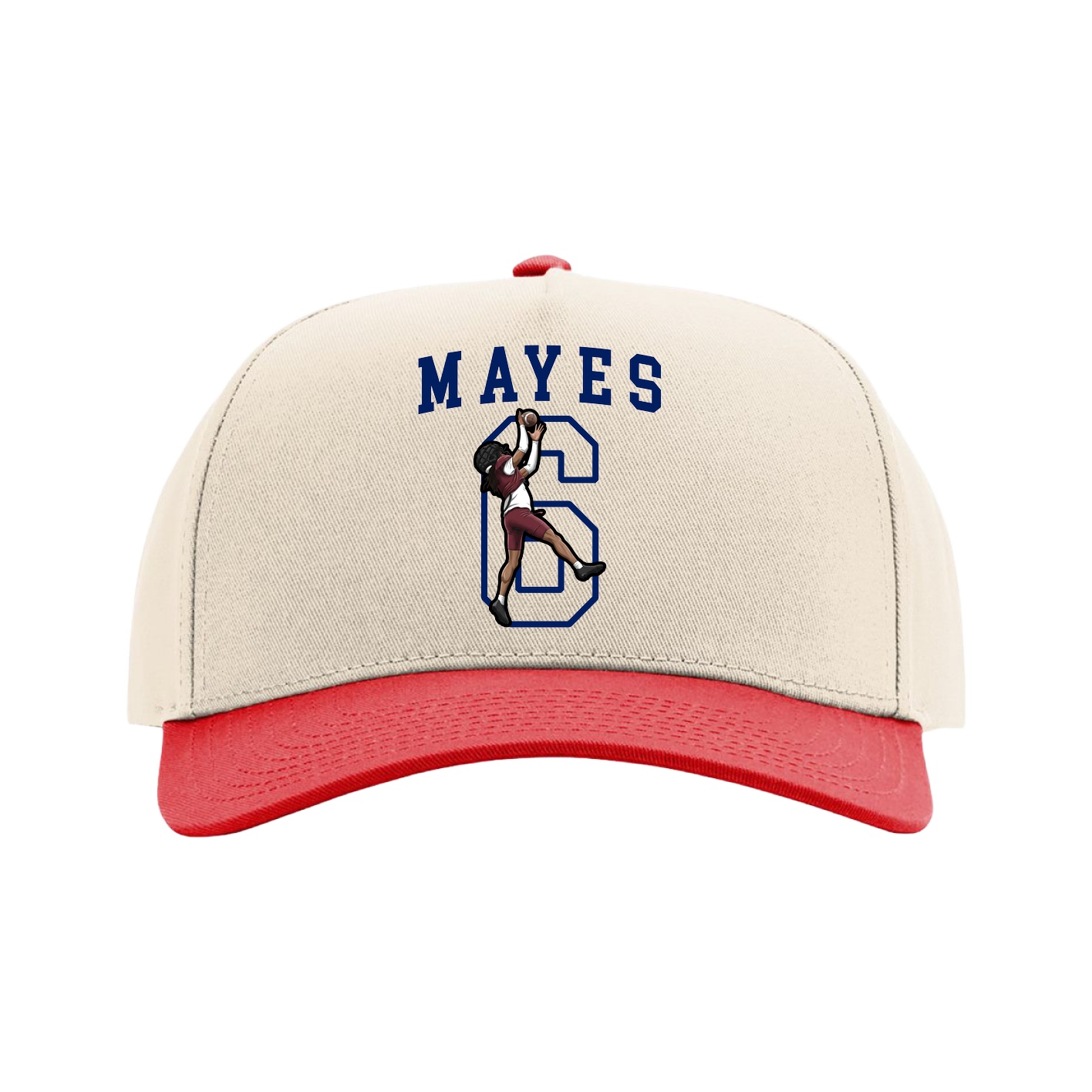 Full Fabric Five-Panel Champ Cap — Shirsey in Cream/Red