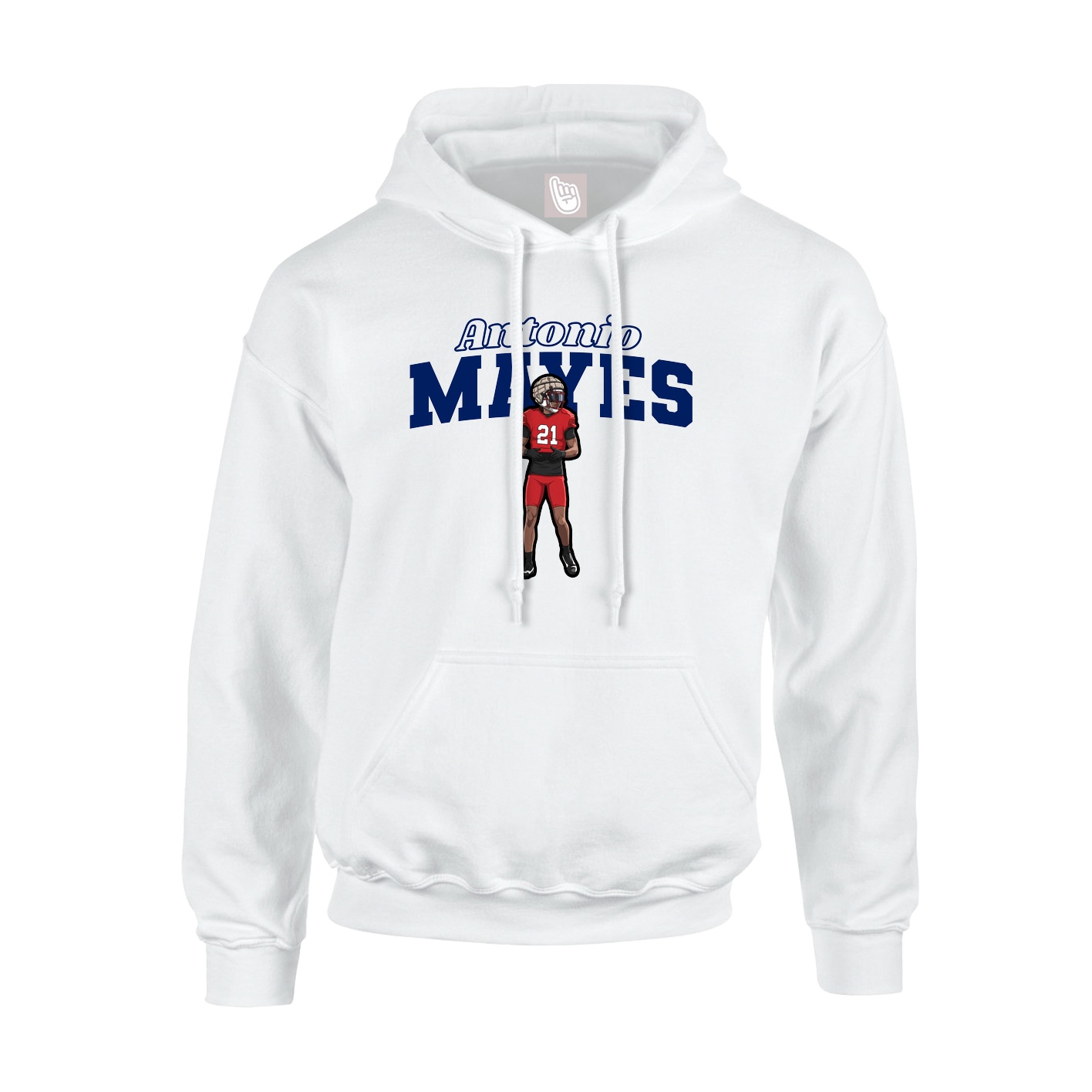 Youth Hoodie — Name Arch in White