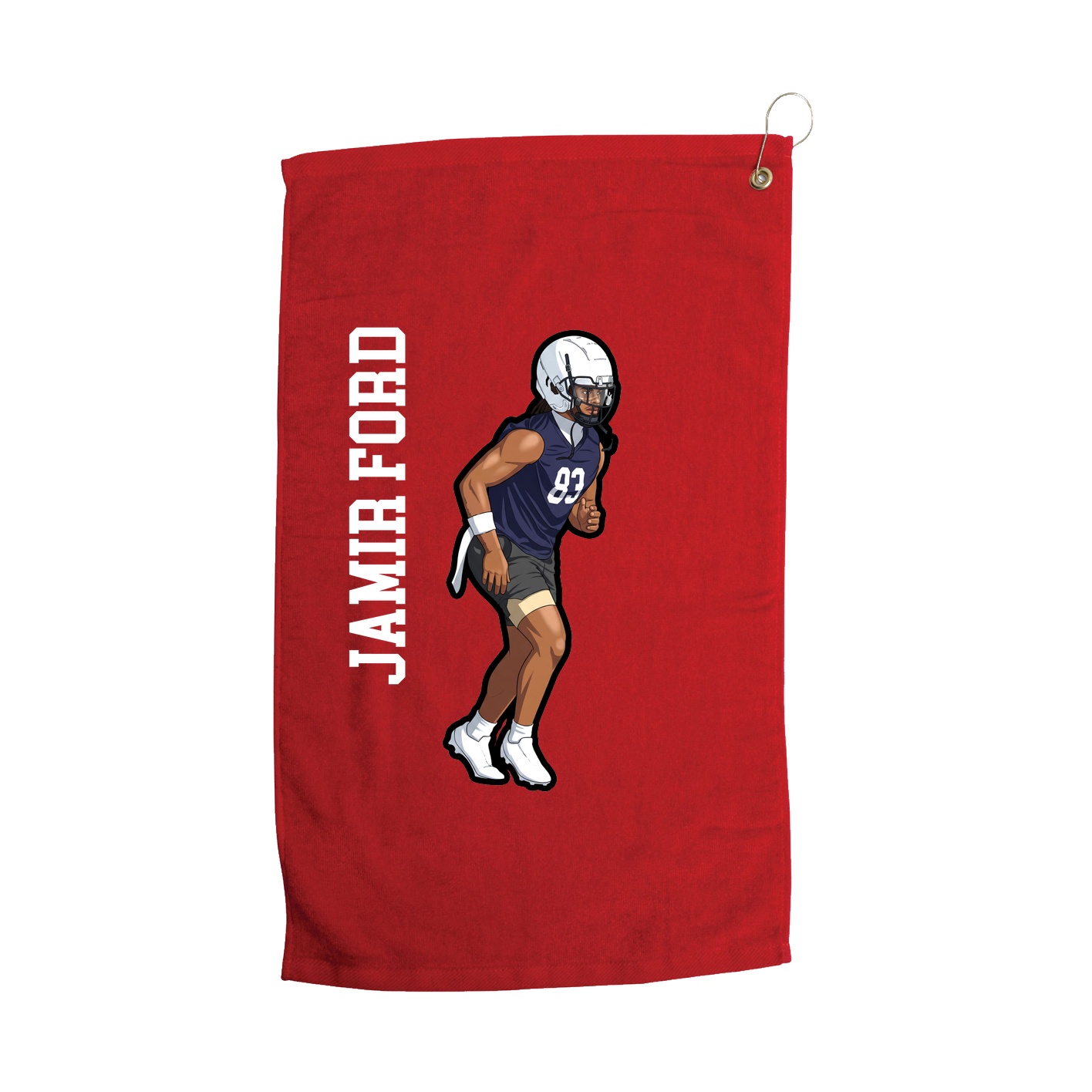 Golf Towel — Name Vertical in Red