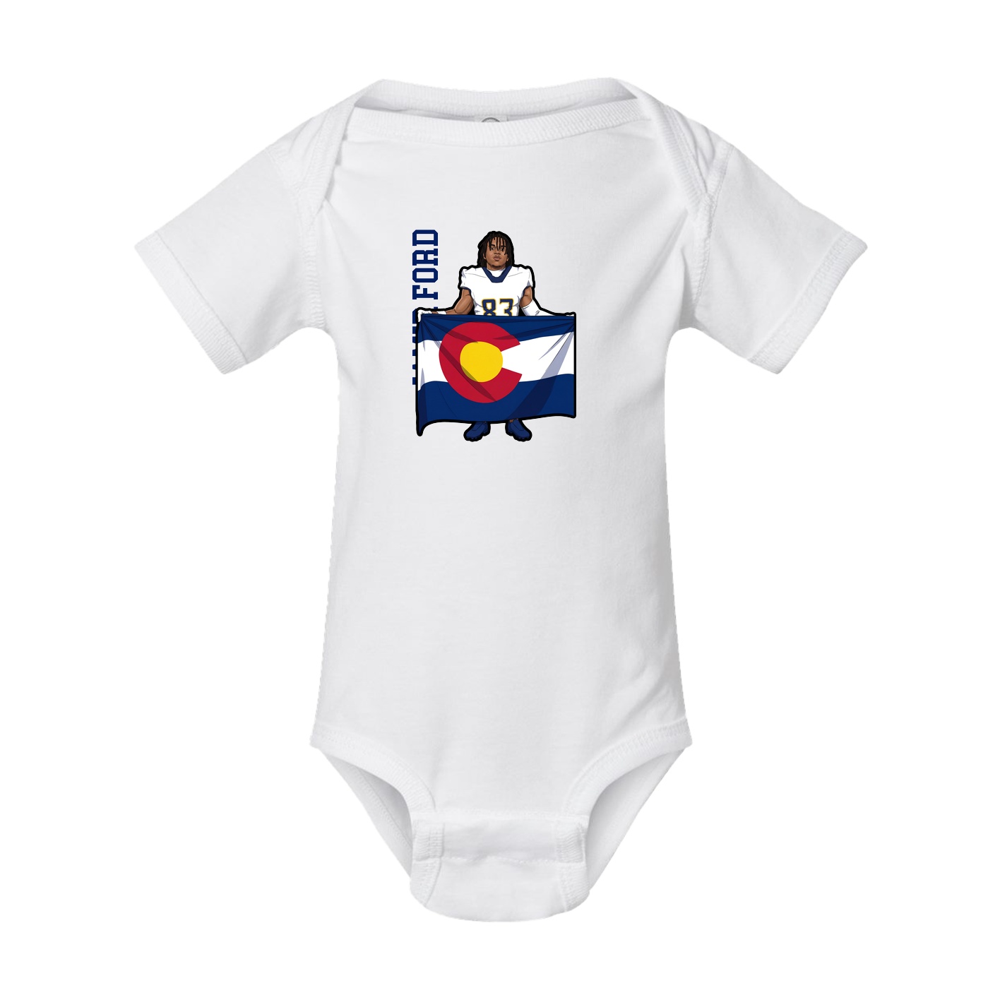 Baby Onesie — Name Vertical in White