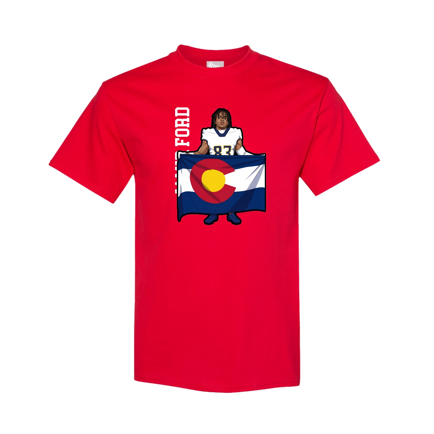 Tee — Name Vertical in Red