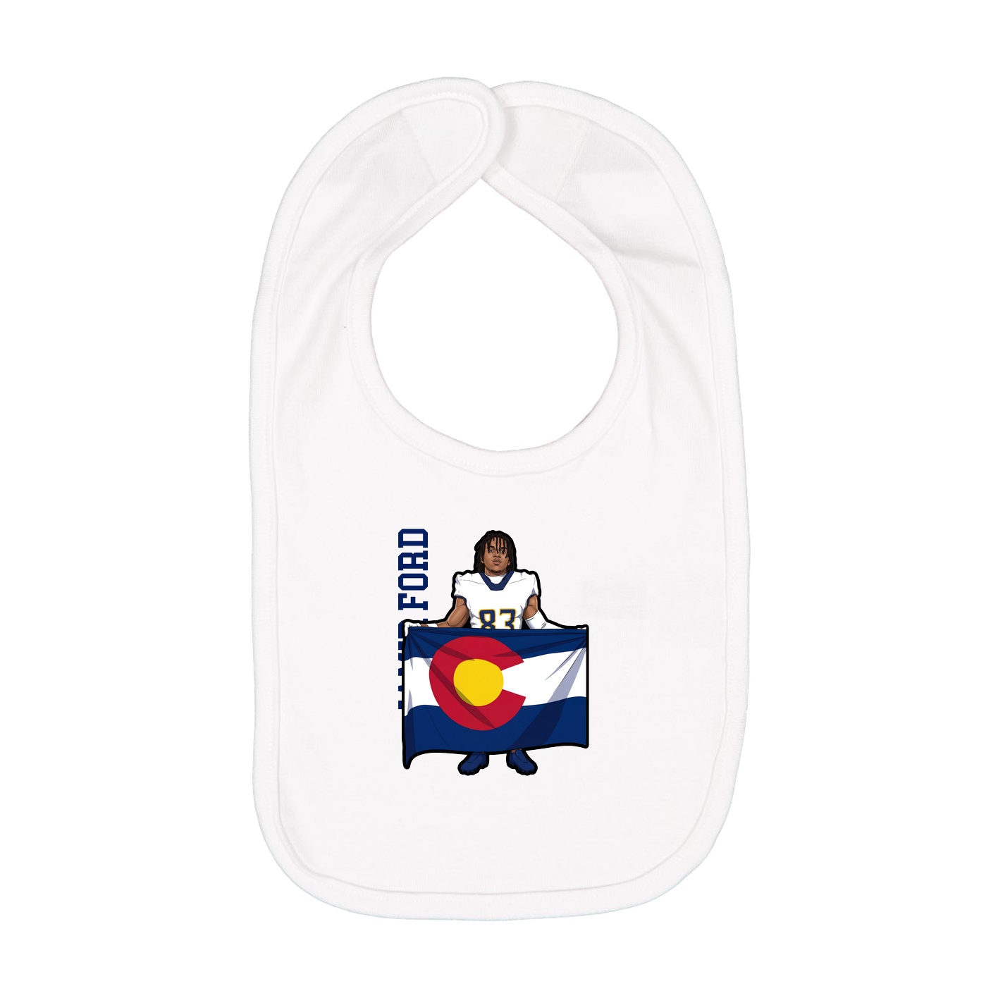 Infant Bib — Name Vertical in White