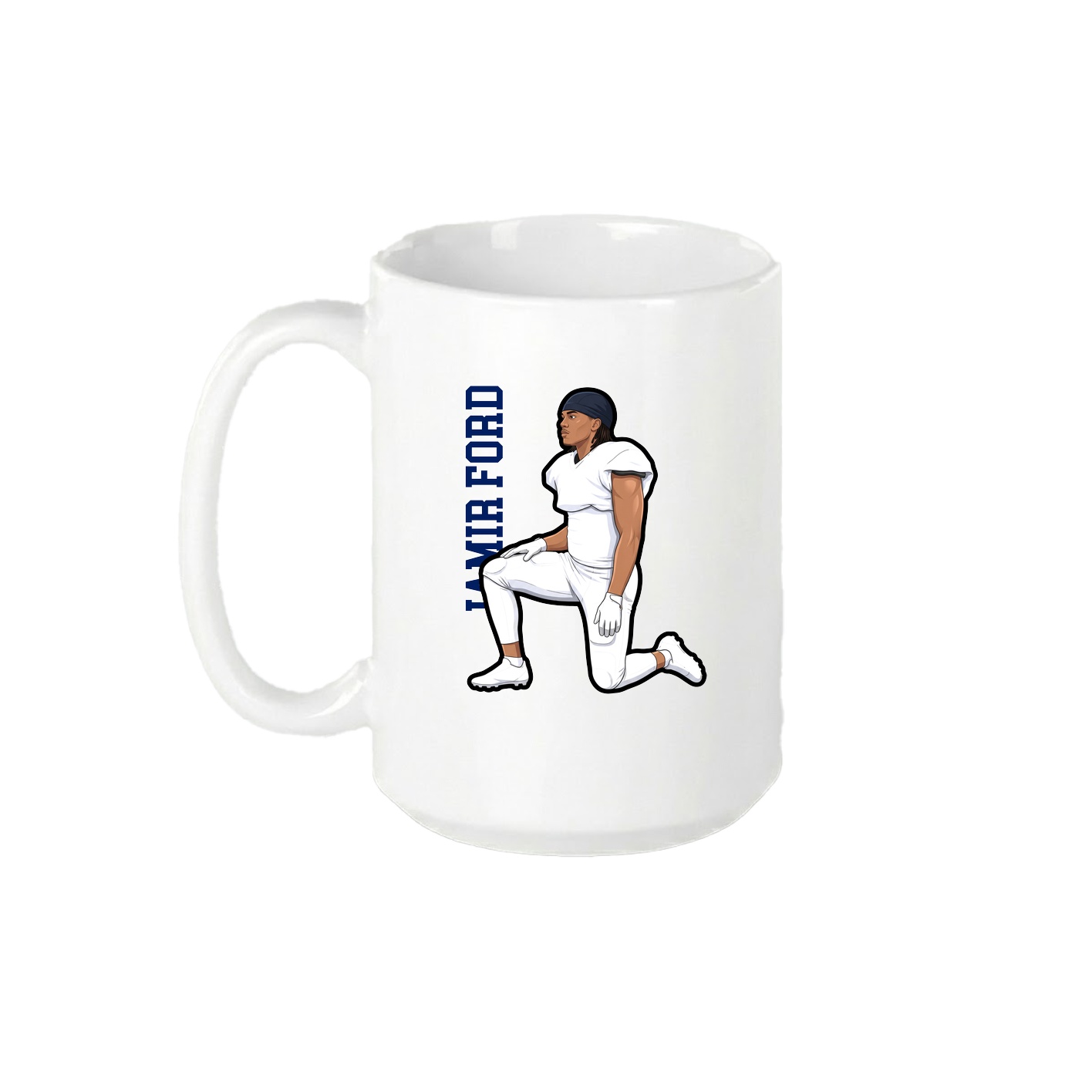 15oz Coffee Mug — Name Vertical in White