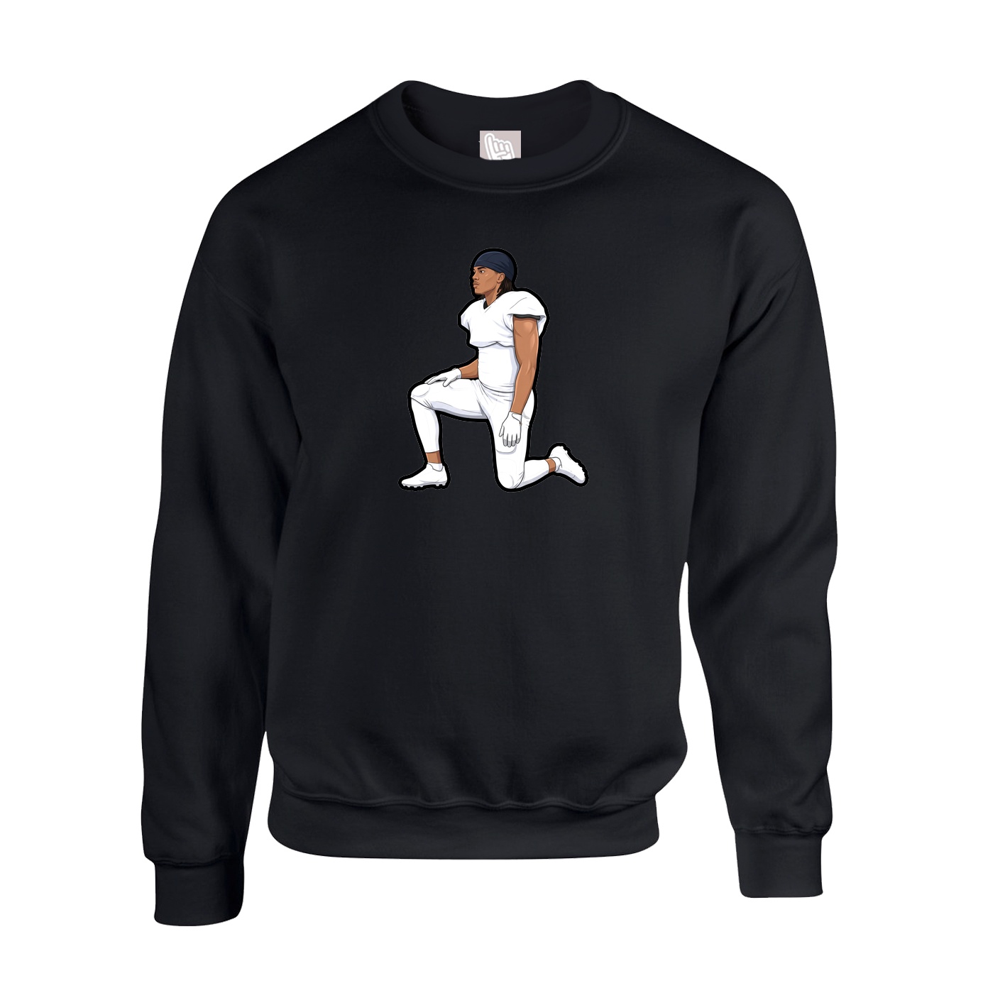 Fleece Crew — Name Vertical in Black