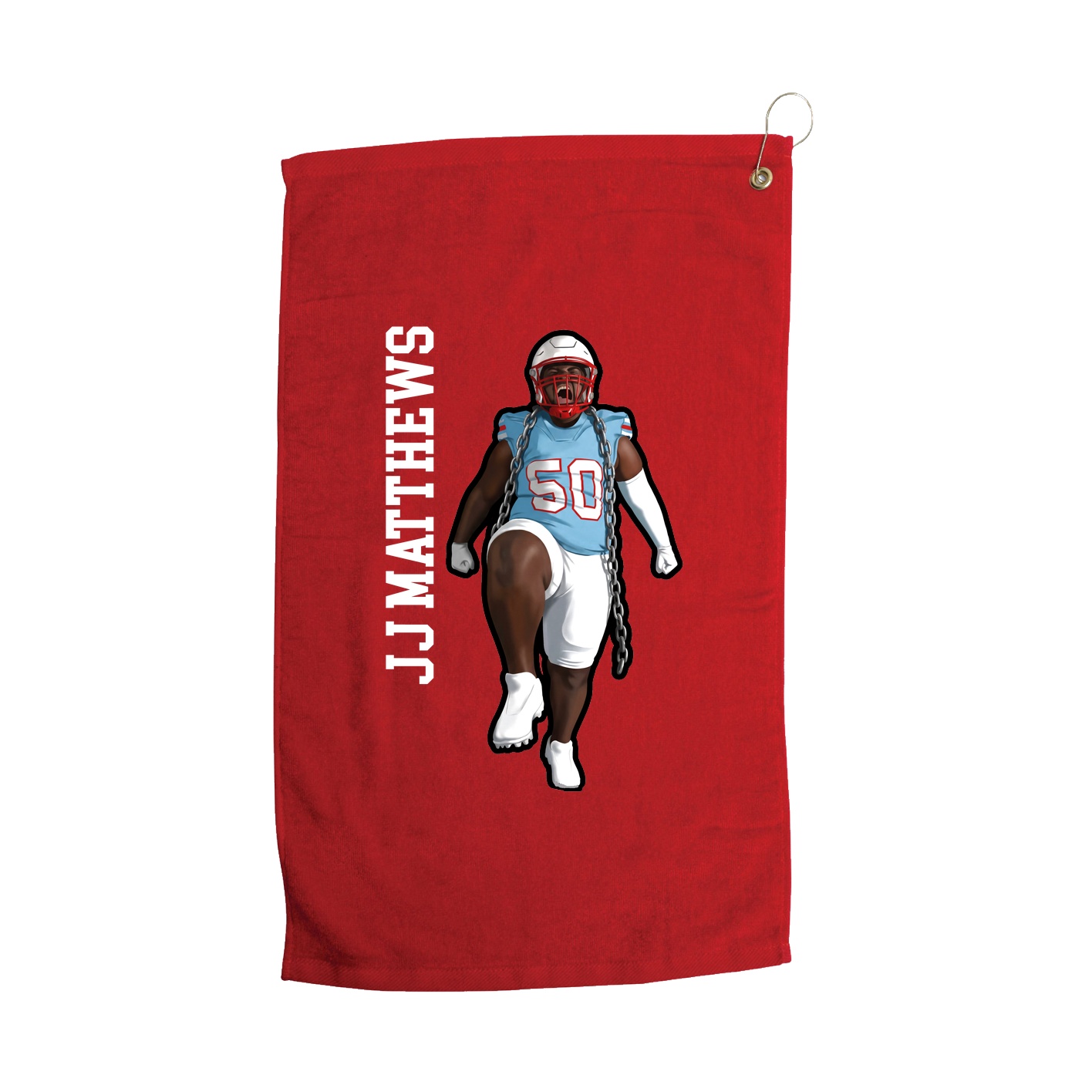 Golf Towel — Name Vertical in Red