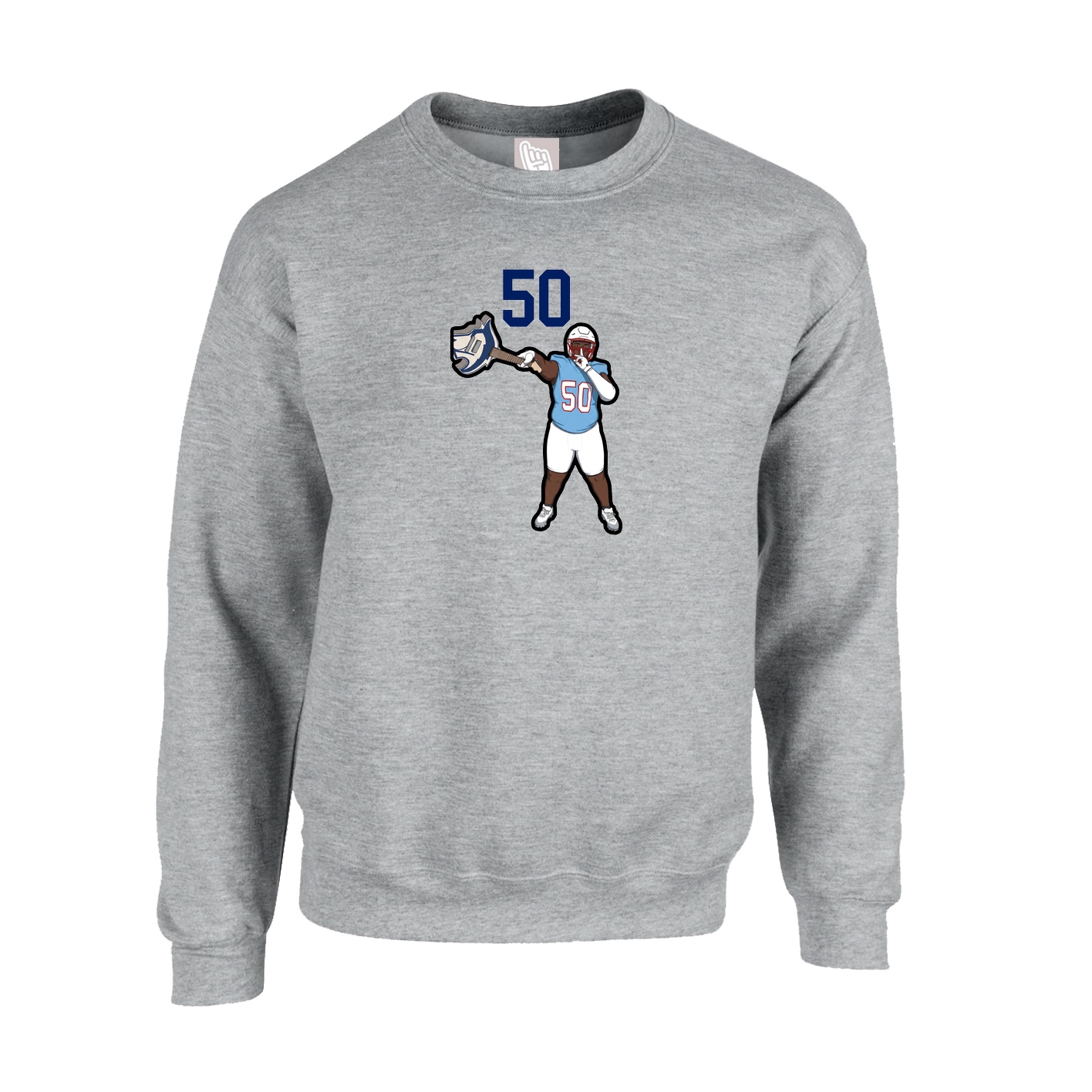 Fleece Crew — Number Top in Grey