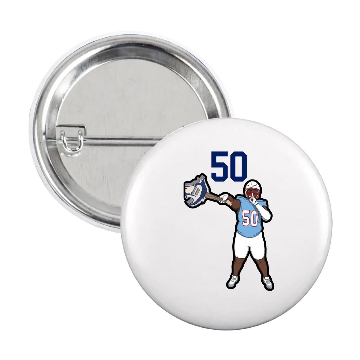 Game Day Button — Number Top in White