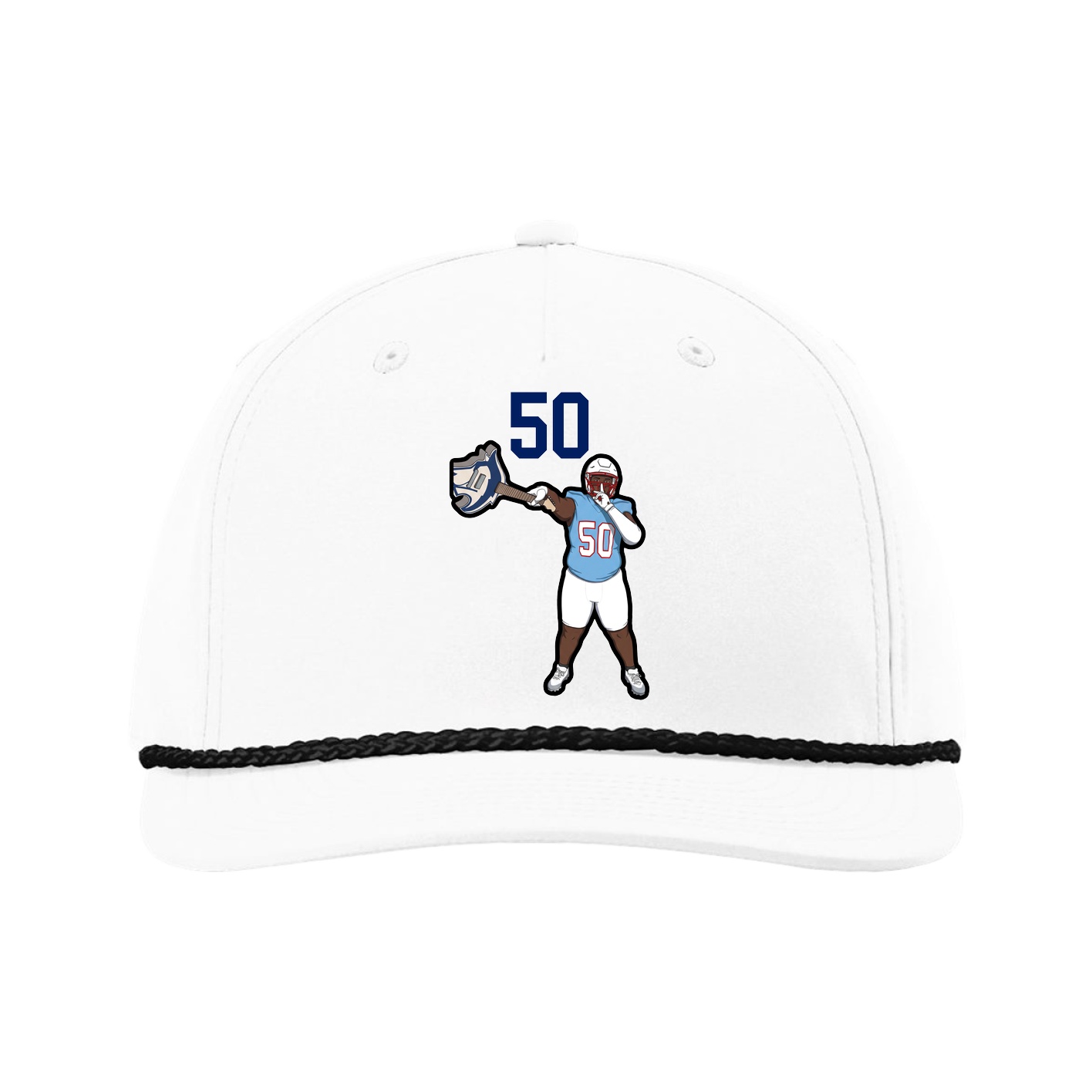 Five-Panel Classic Rope Cap — Number Top in White