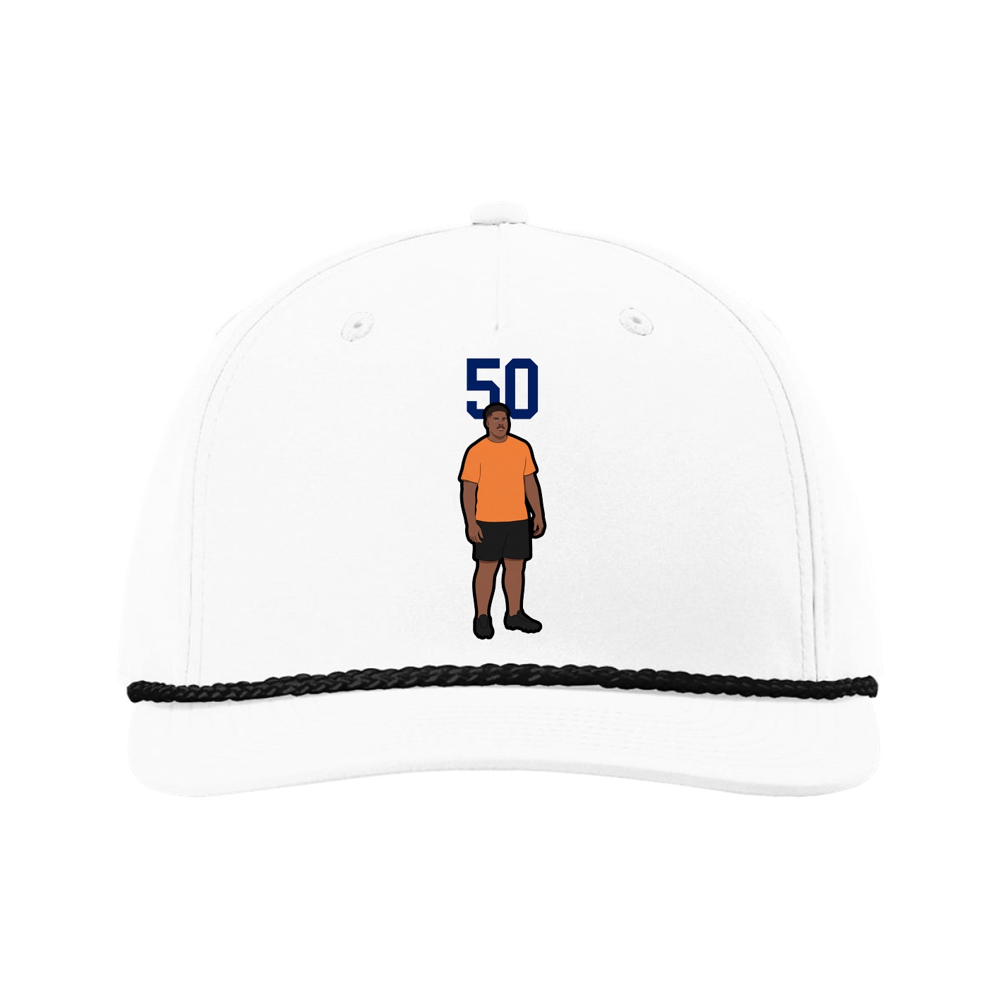 Five-Panel Classic Rope Cap — Number Top in White