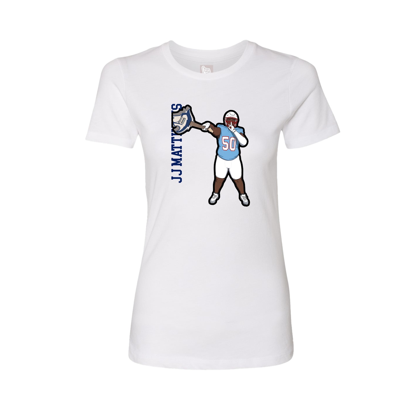 Fitted Women's Tee — Name Vertical in White