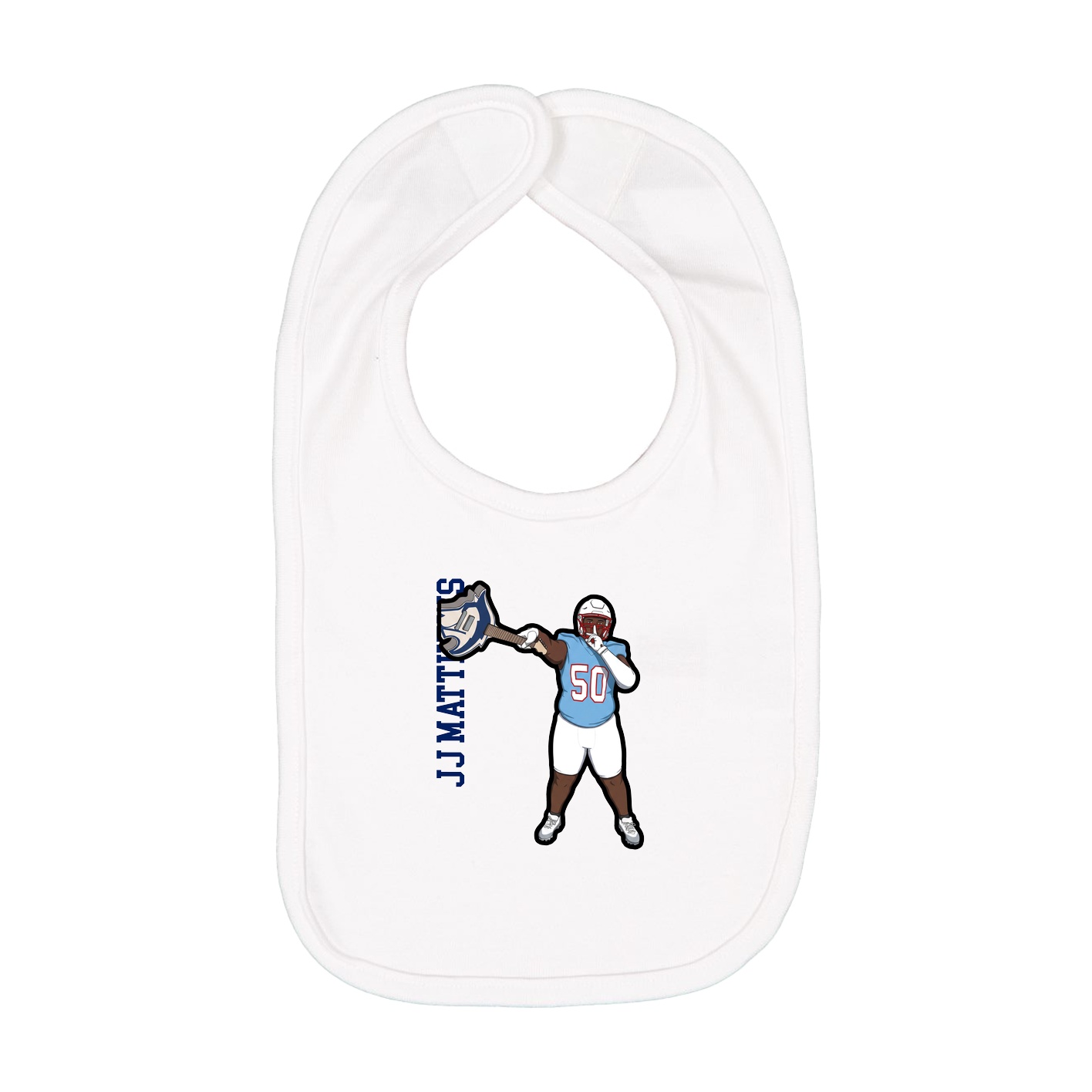 Infant Bib — Name Vertical in White