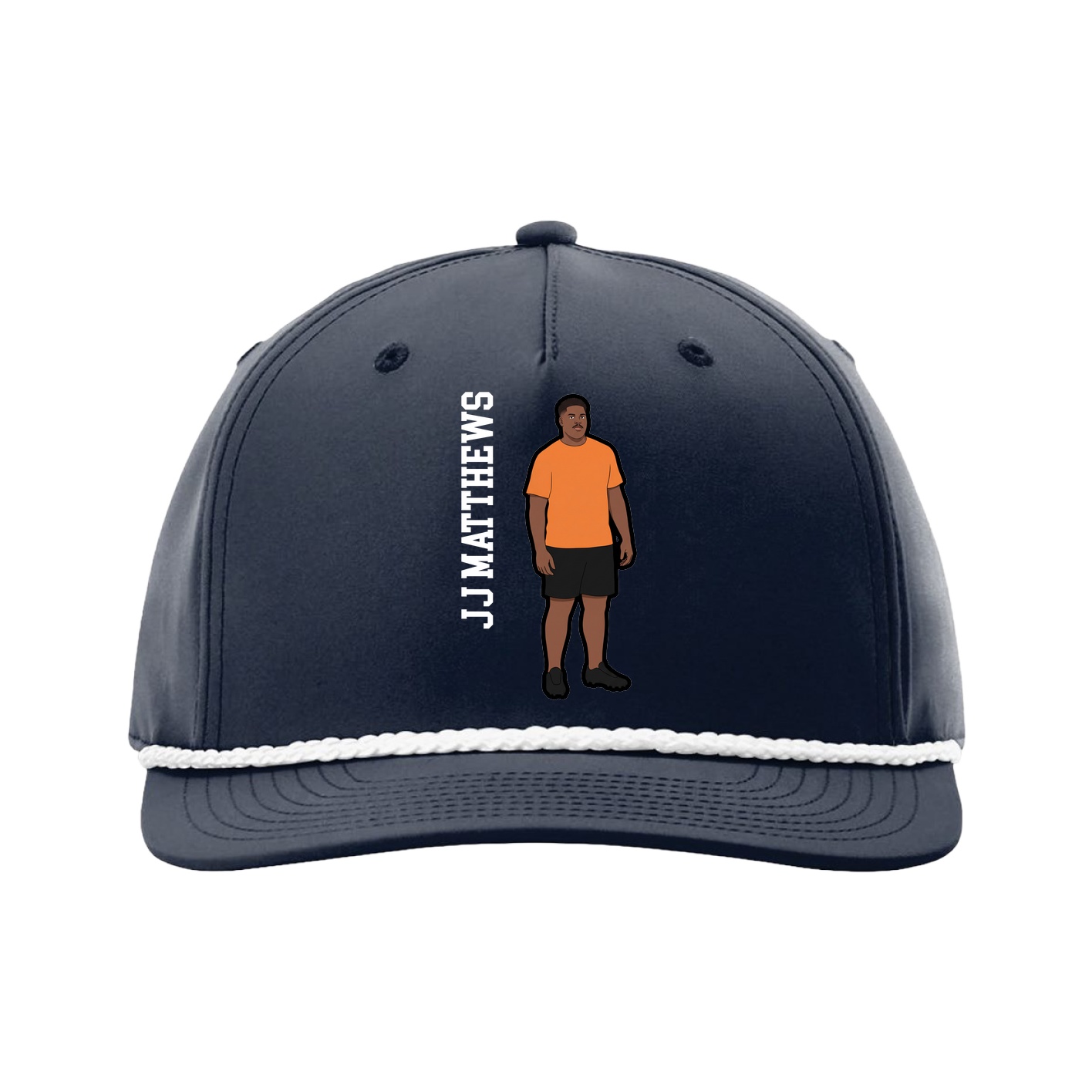 Five-Panel Classic Rope Cap — Name Vertical in Navy