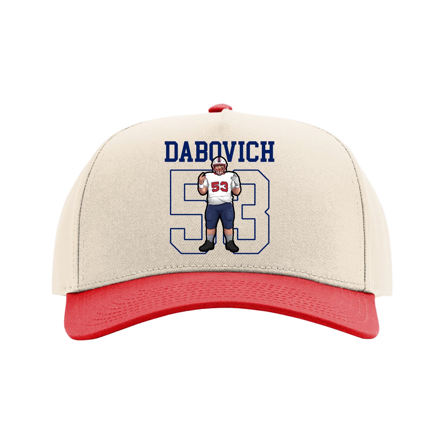 Full Fabric Five-Panel Champ Cap — Shirsey in Cream/Red