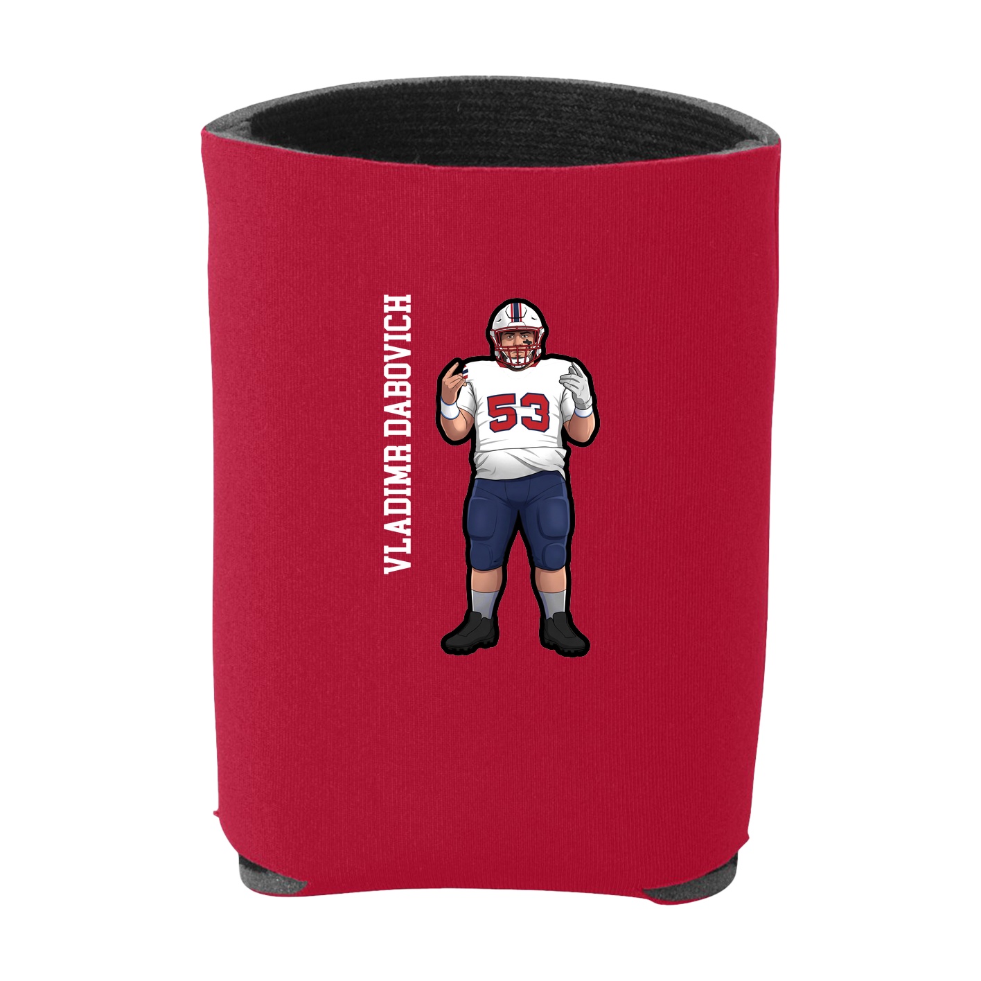 Can Holder — Name Vertical in Red