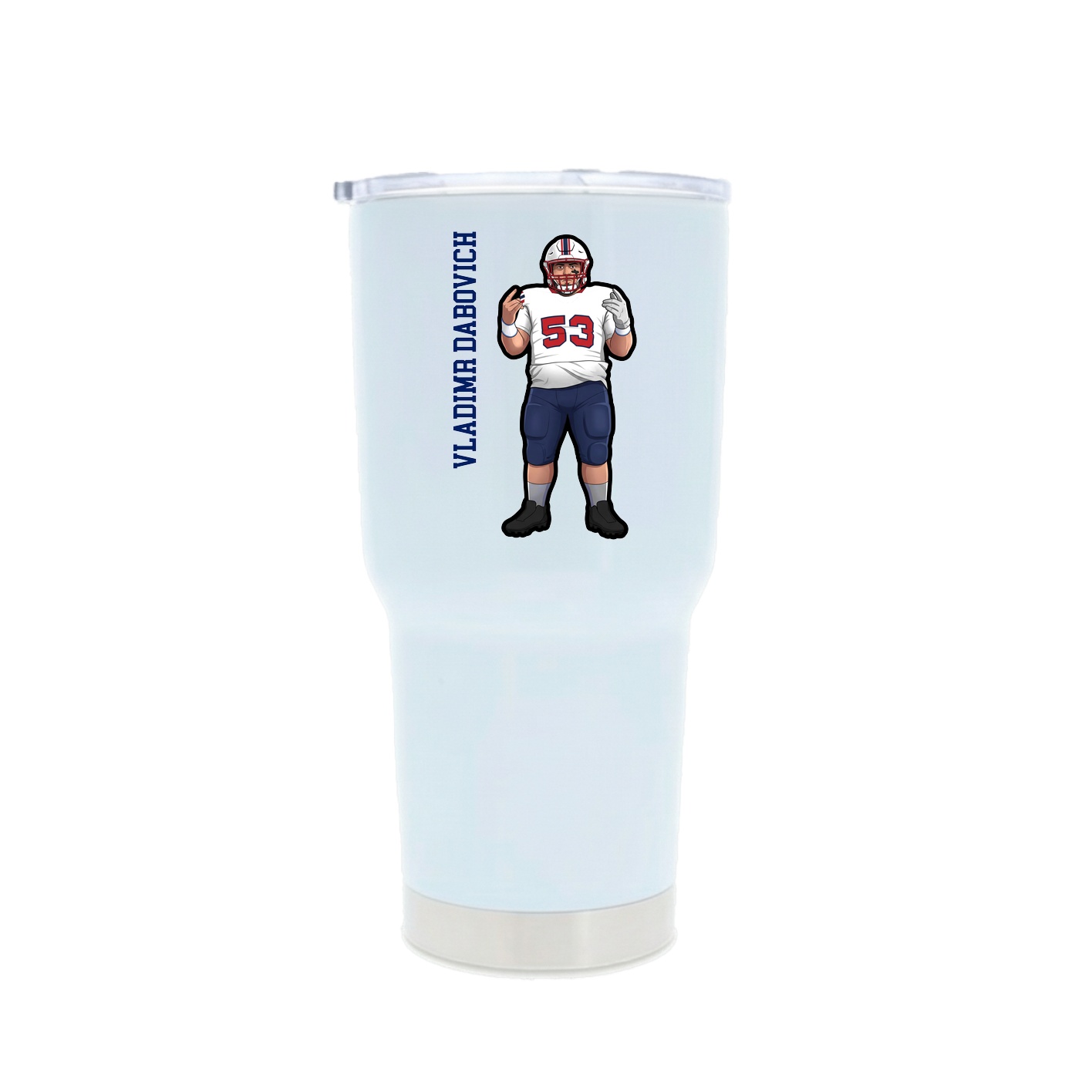 30oz Stainless Steel Tumbler — Name Vertical in White