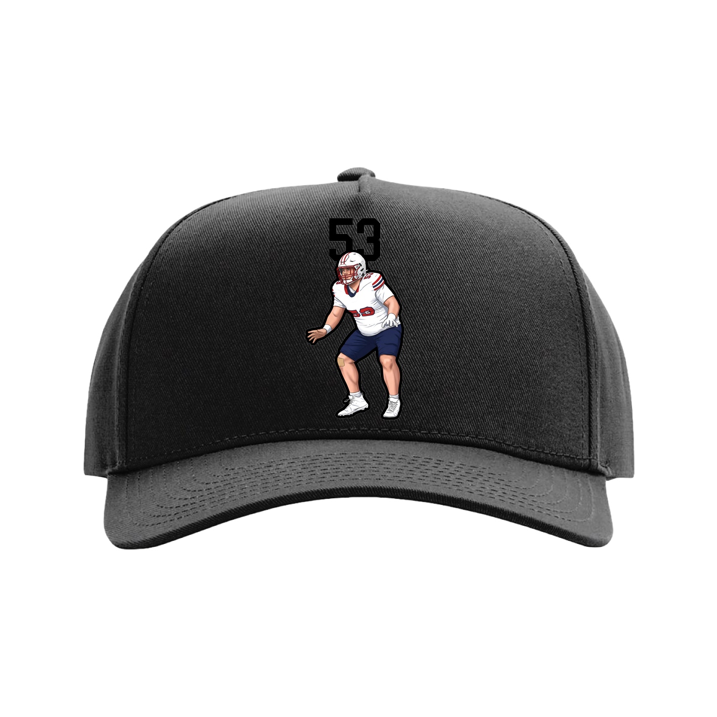 Full Fabric Five-Panel Champ Cap — Number Top in Black