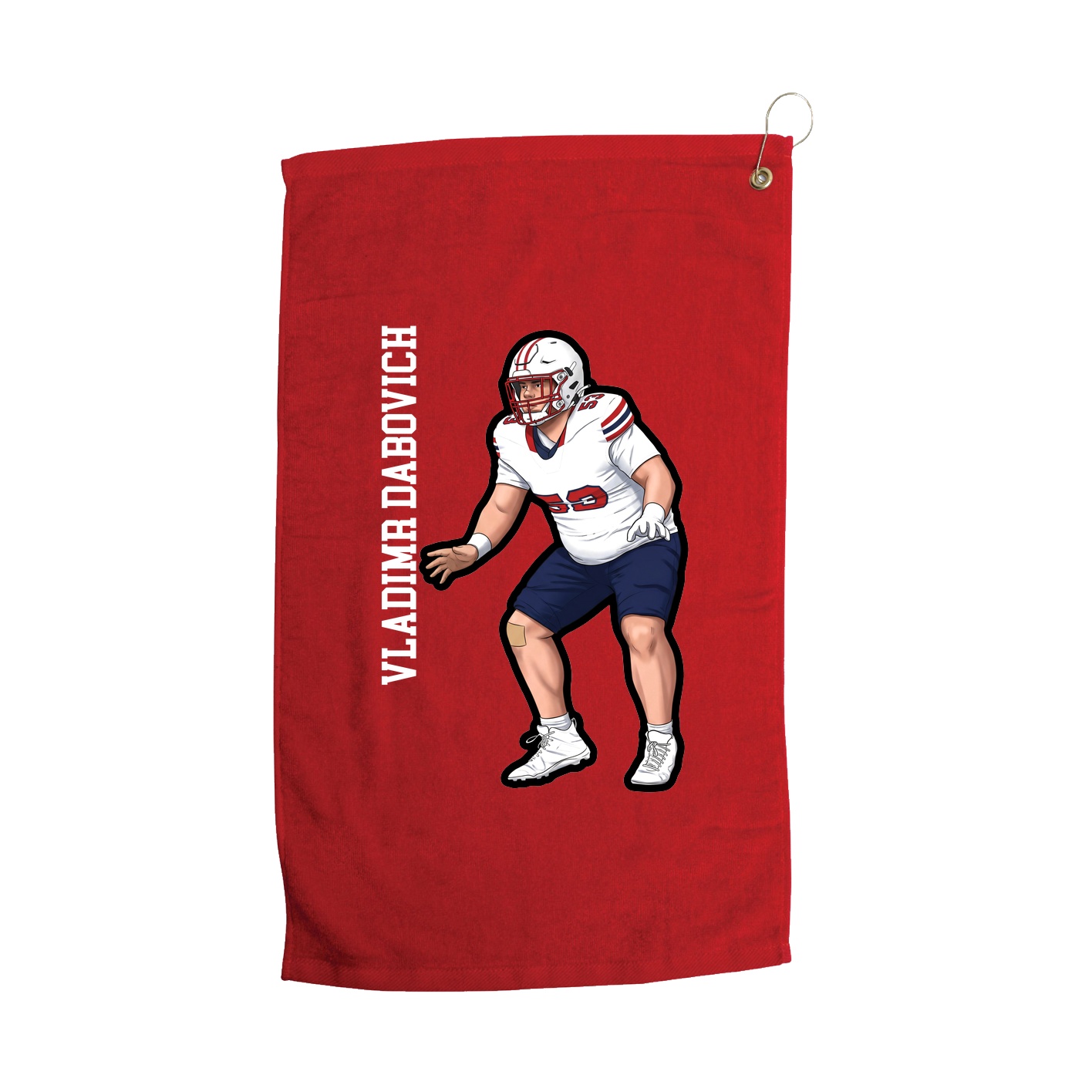 Golf Towel — Name Vertical in Red