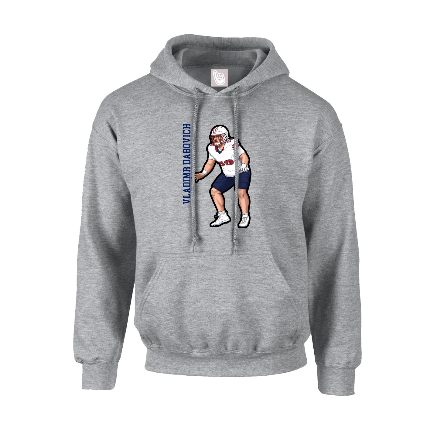 Hoodie — Name Vertical in Grey