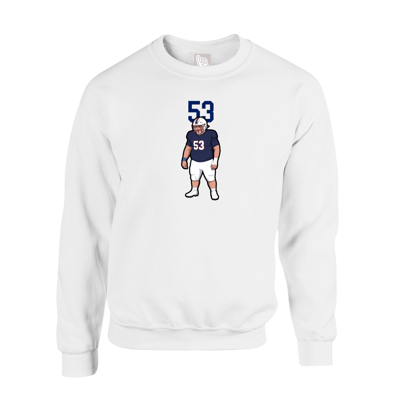 Fleece Crew — Number Top in White