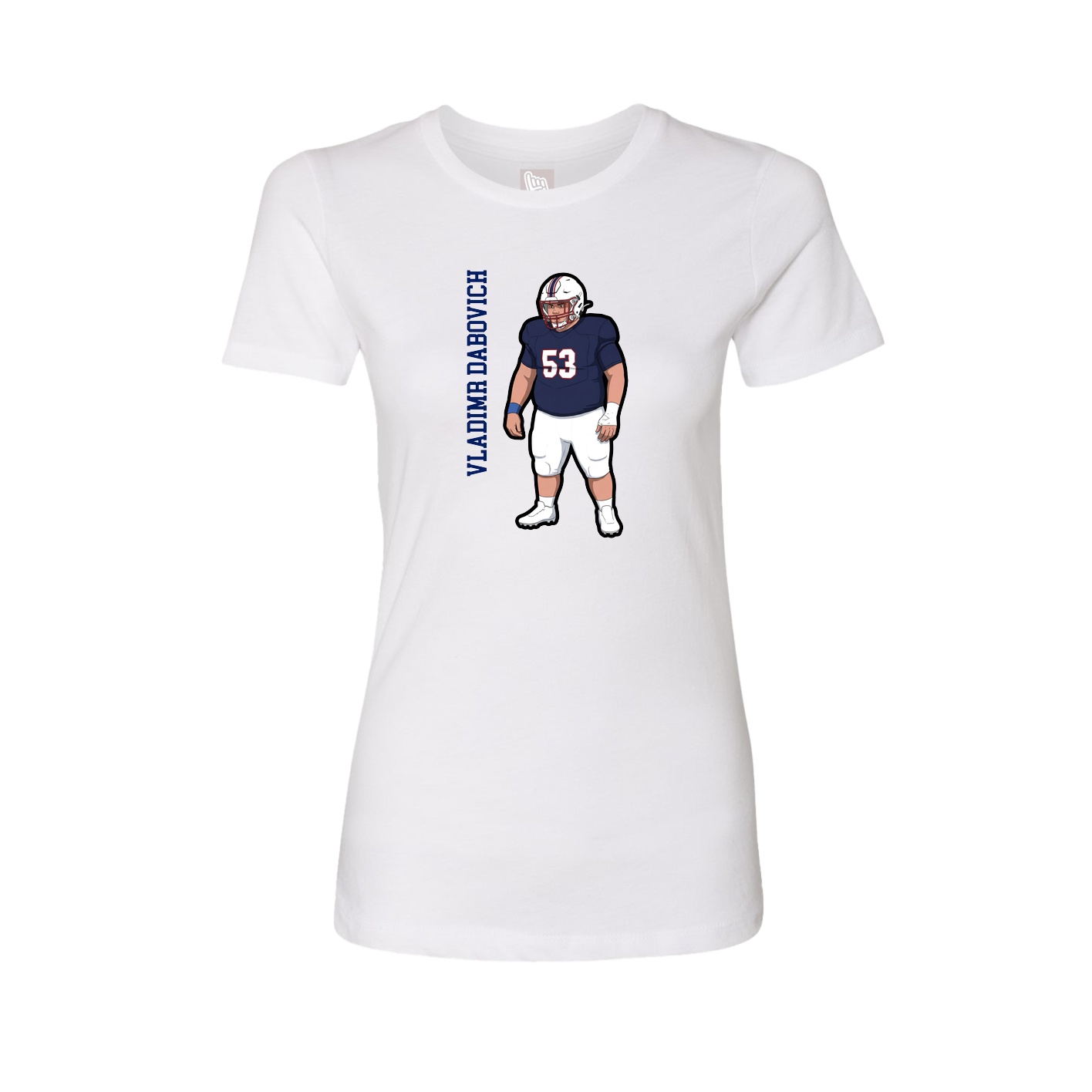 Fitted Women's Tee — Name Vertical in White