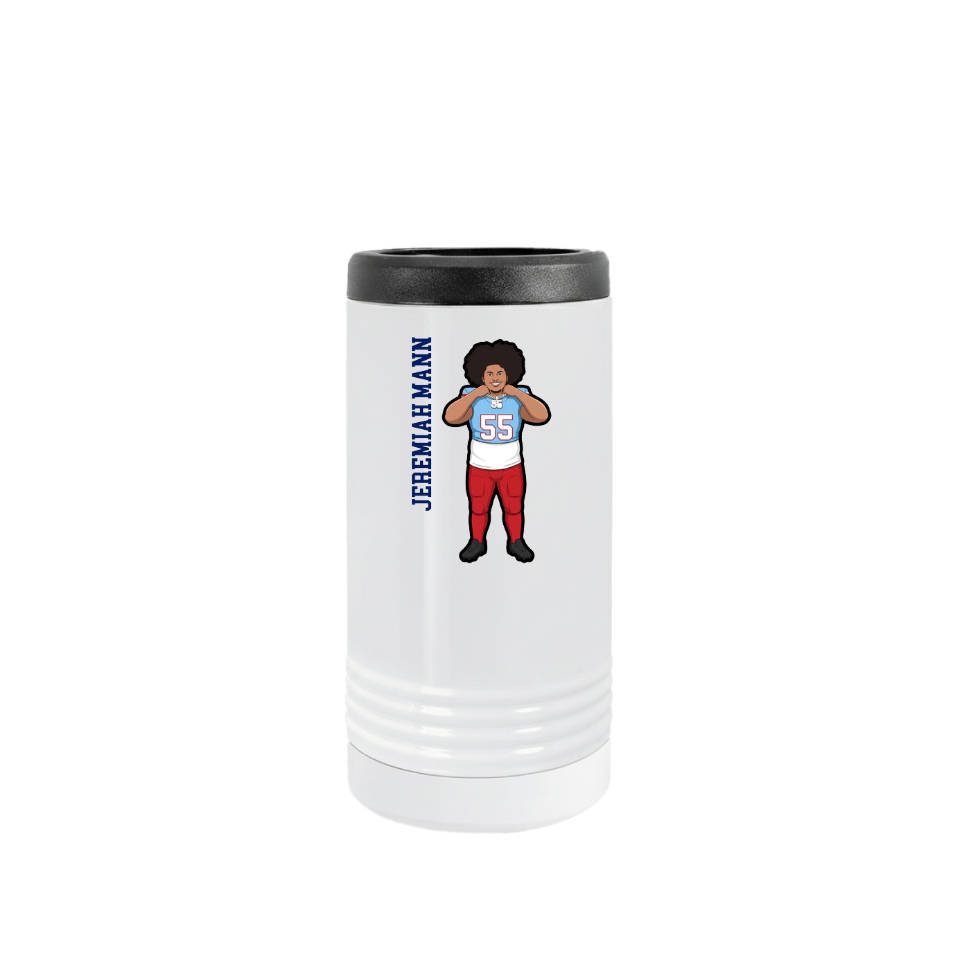 Slim Beverage Holder — Name Vertical in White