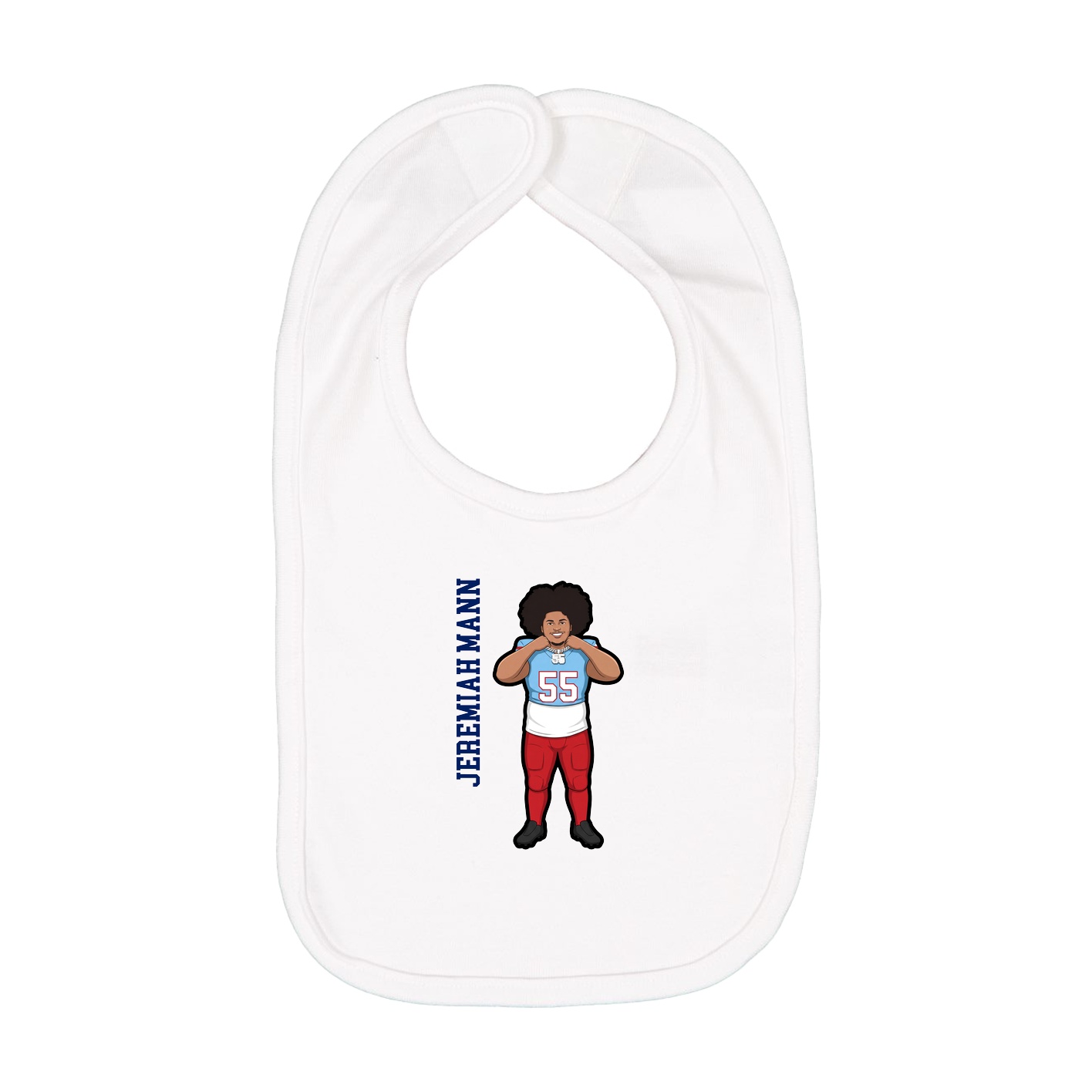 Infant Bib — Name Vertical in White